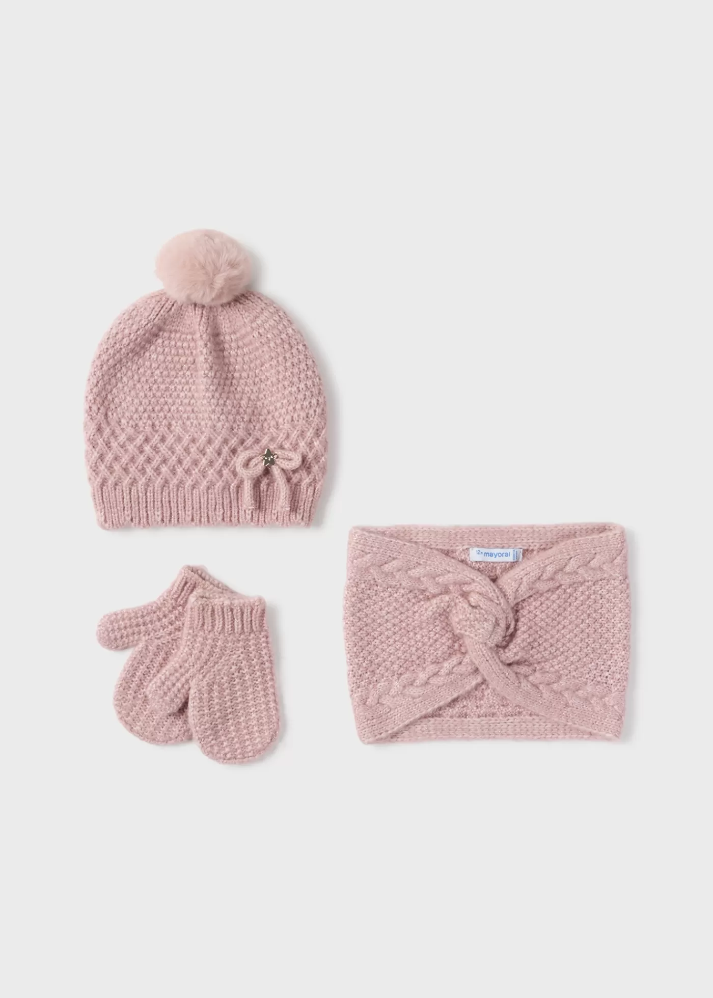 Mayoral Baby 3 Piece Hat and Scarf Set Petal Best