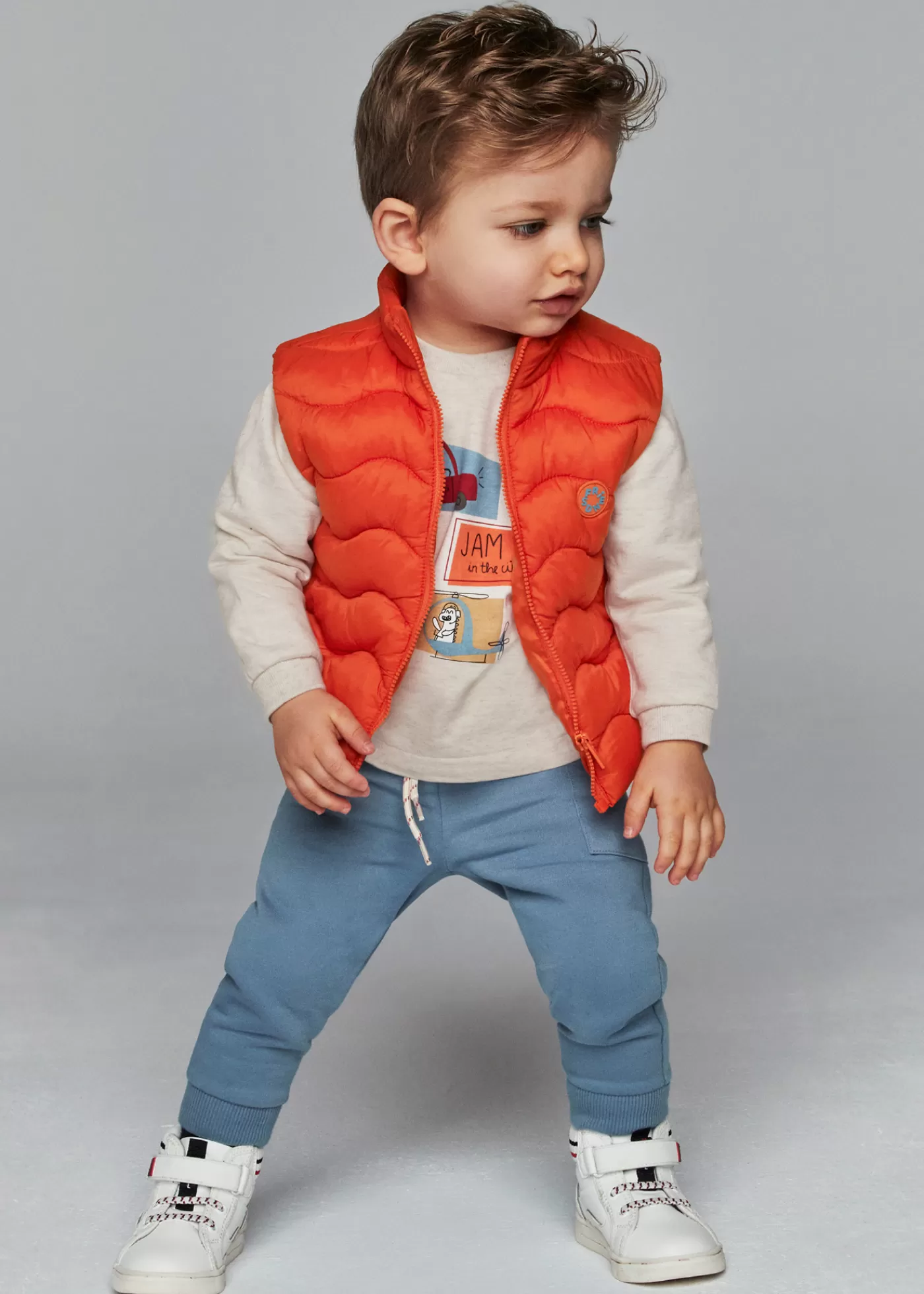 Mayoral Baby 3 Piece Set with Vest Orange Cheap