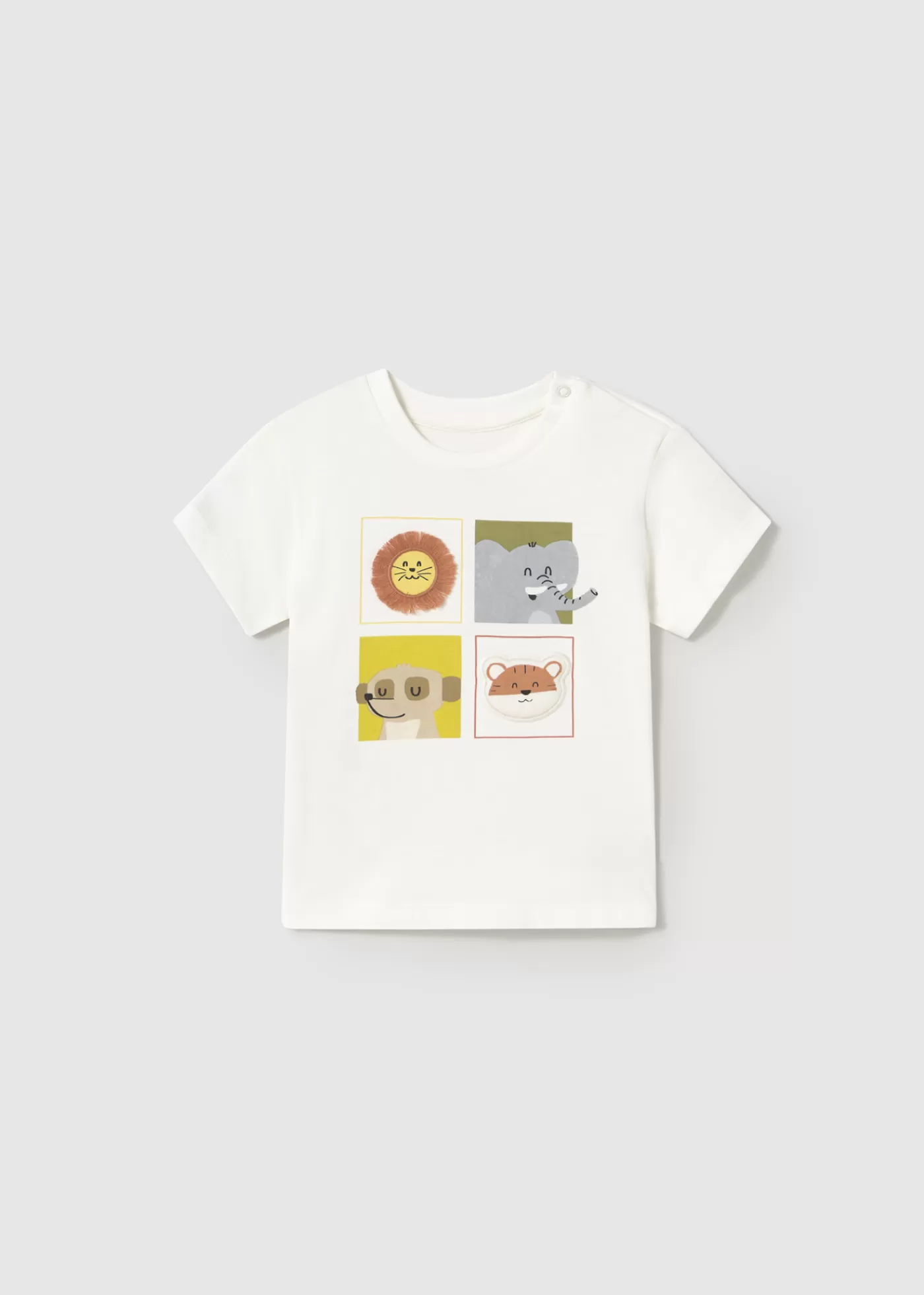 Mayoral Baby Animals T-Shirt Cream Flash Sale