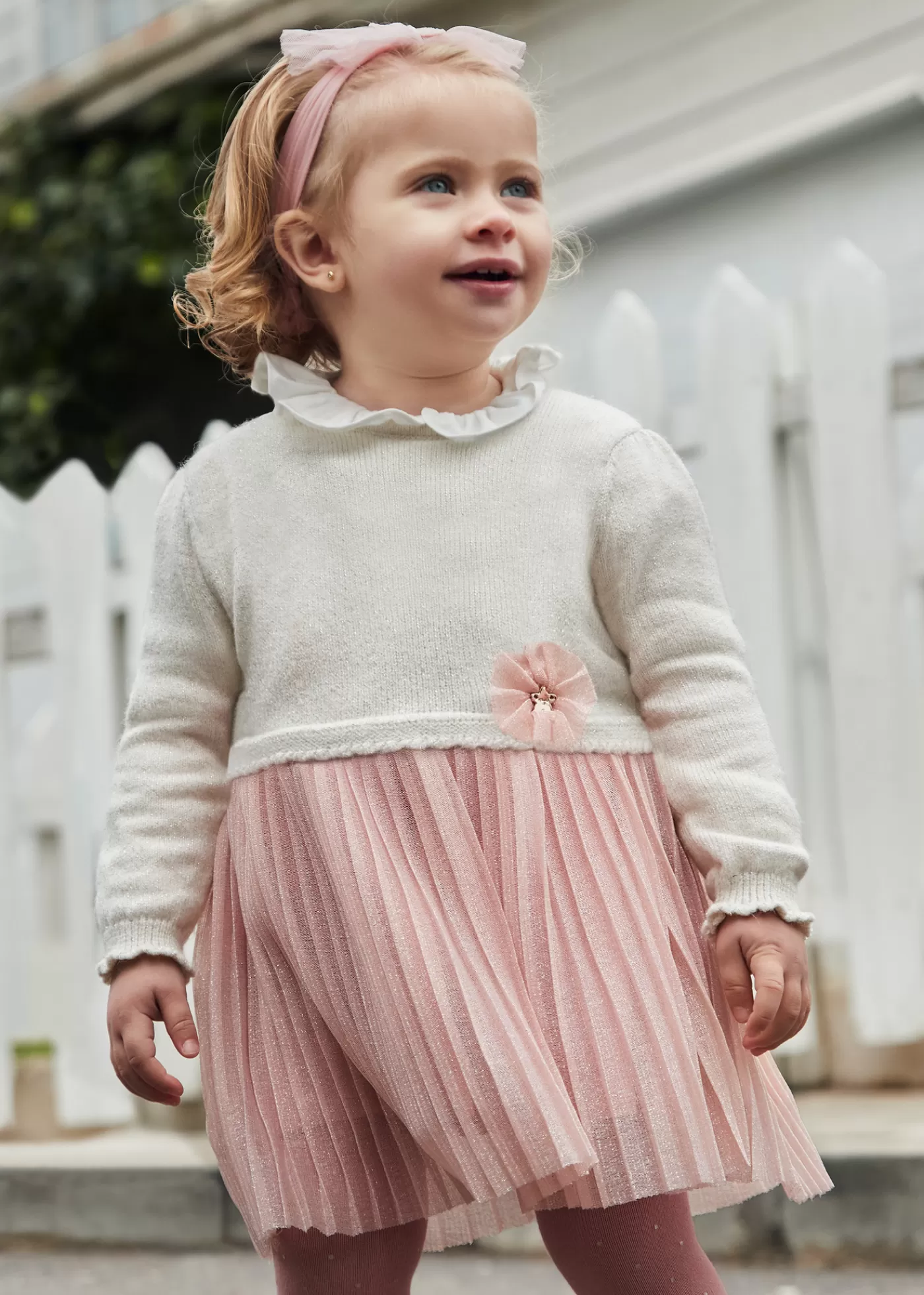 Mayoral Baby Combined Pleated Dress Blush Best Sale