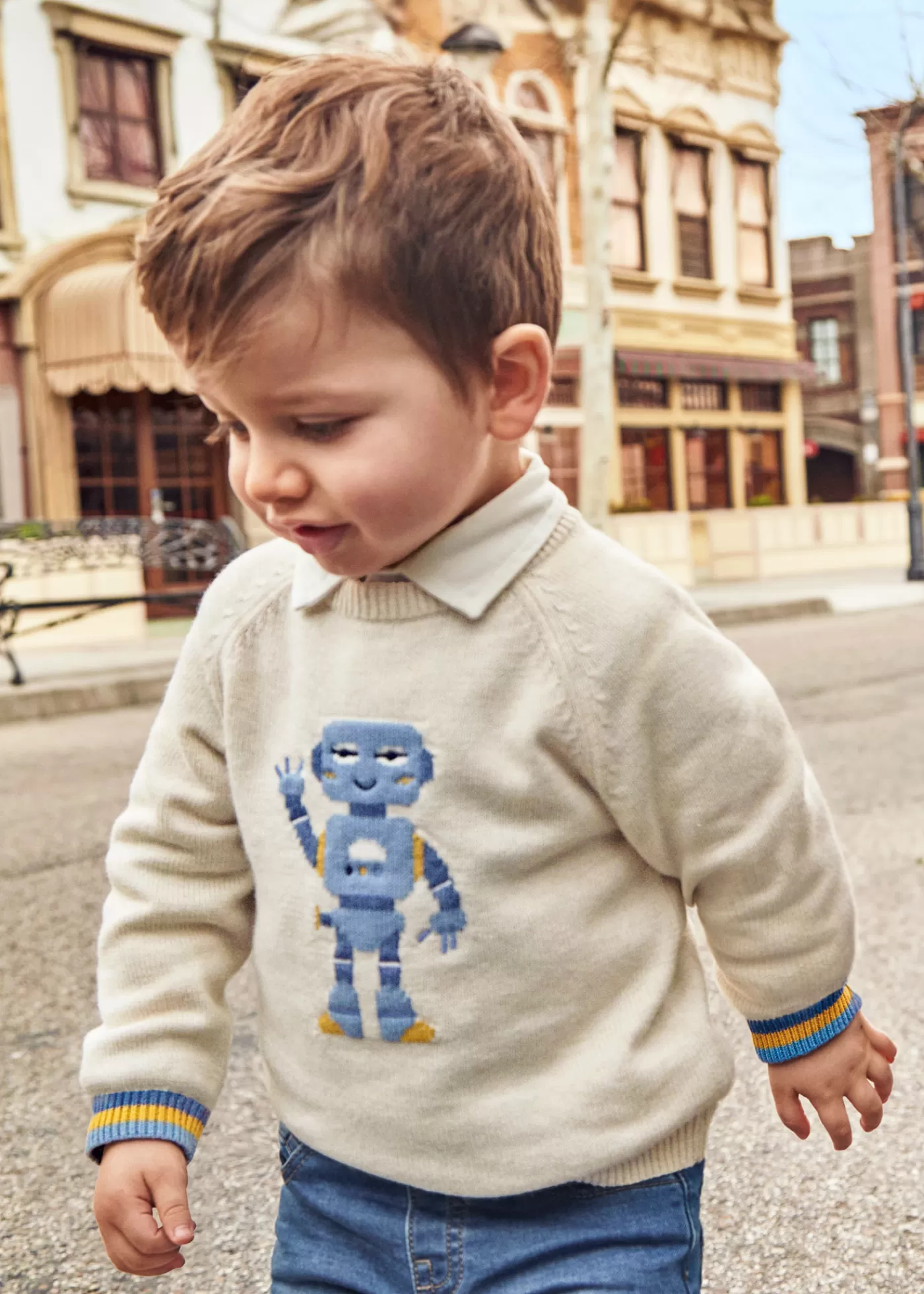 Mayoral Baby Intarsia Motif Sweater Cream Clearance