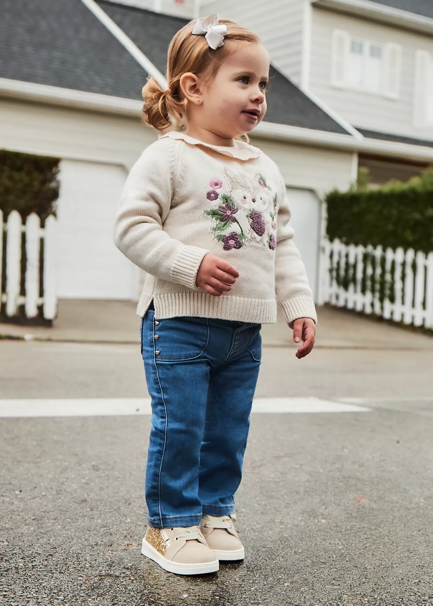 Mayoral Baby Jacquard Sweater Milk-Orchid Cheap
