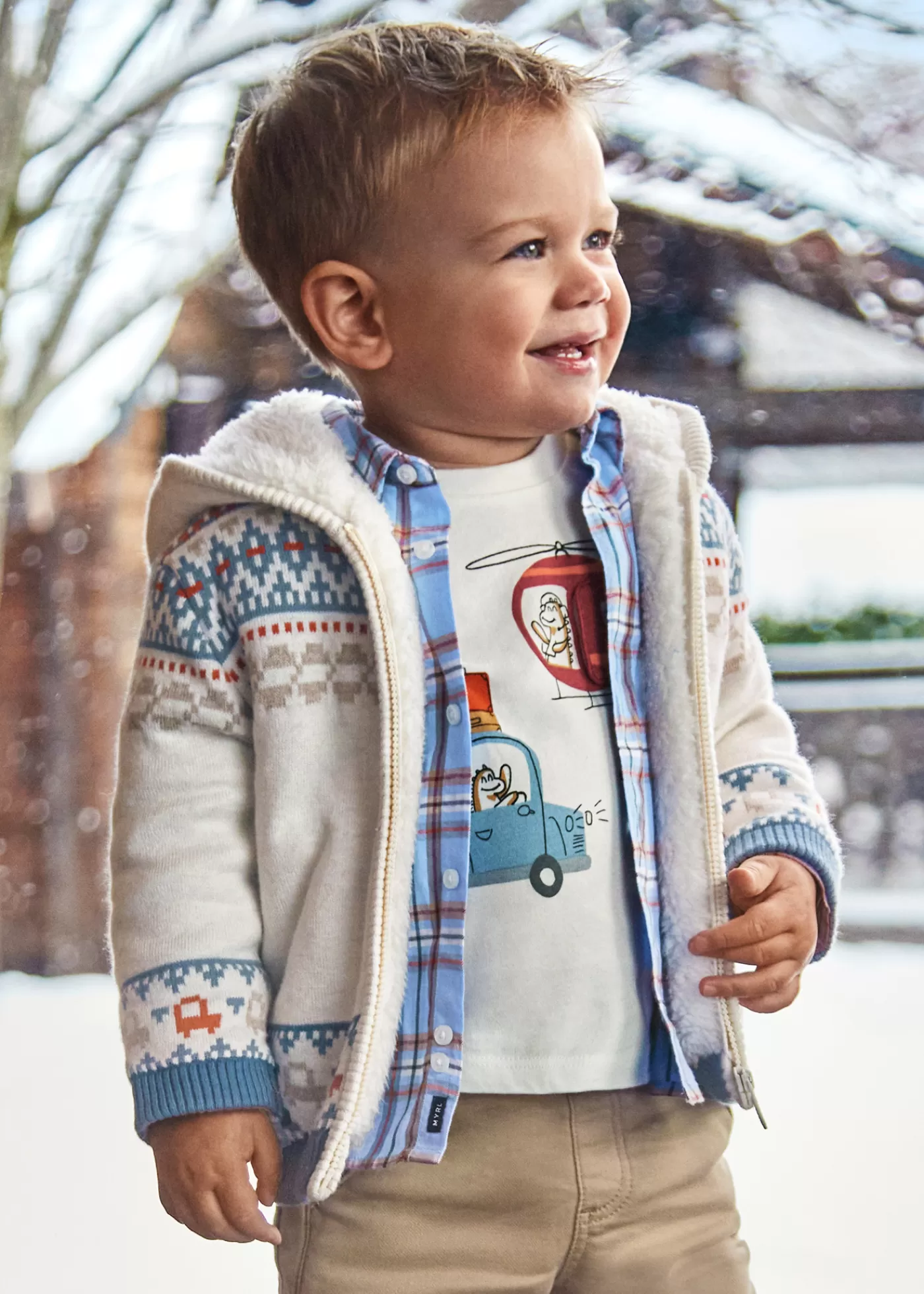 Mayoral Baby Lined Knit Zip Cardigan Cream New