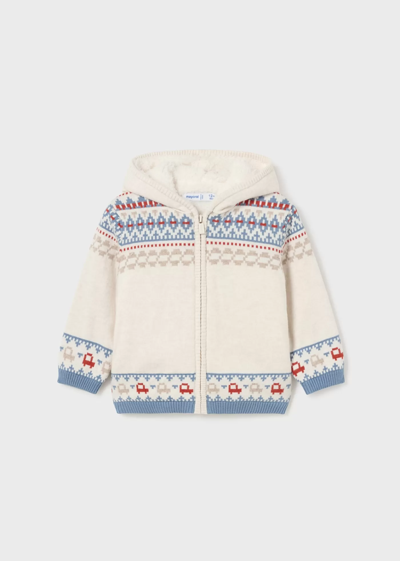 Mayoral Baby Lined Knit Zip Cardigan Cream New