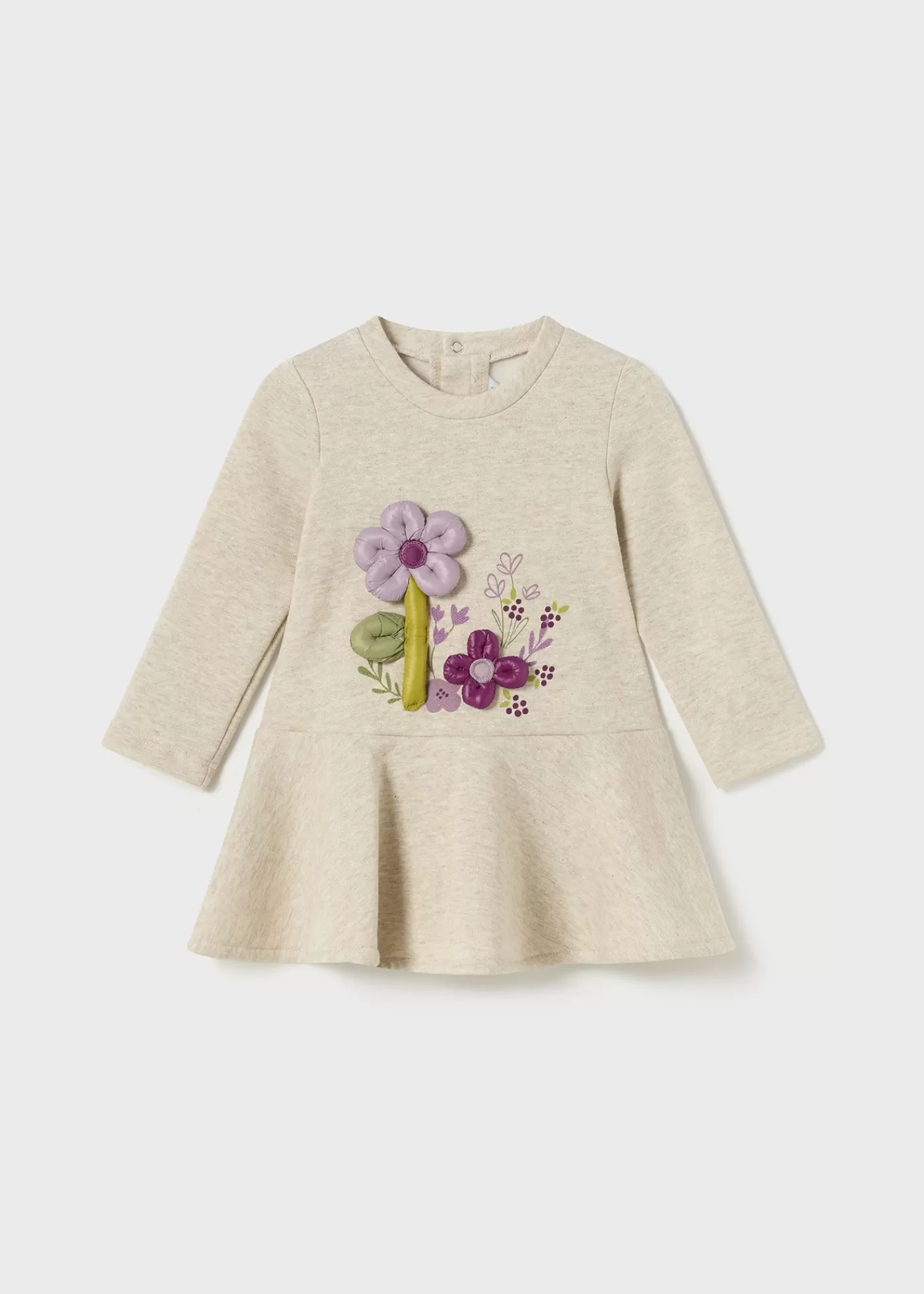 Mayoral Baby Long Sleeve Plush Dress Stone New