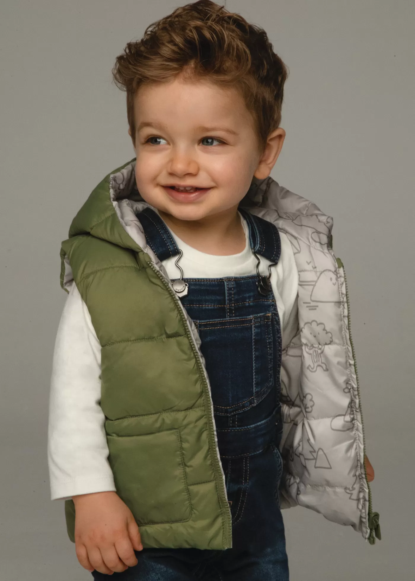 Mayoral Baby Reversible Padded Vest Forest Outlet
