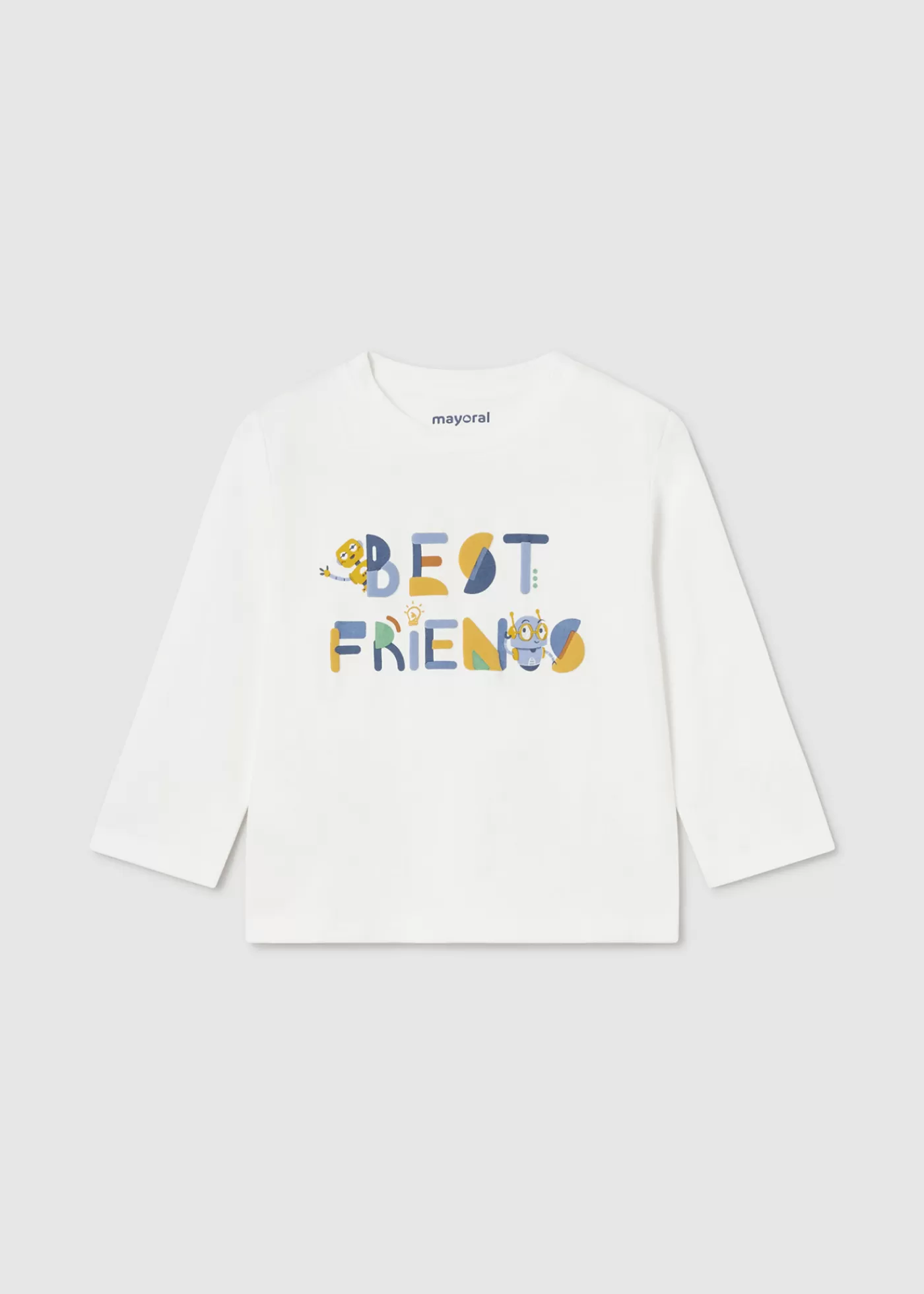 Mayoral Baby Robot Letter T-Shirt Cream Shop