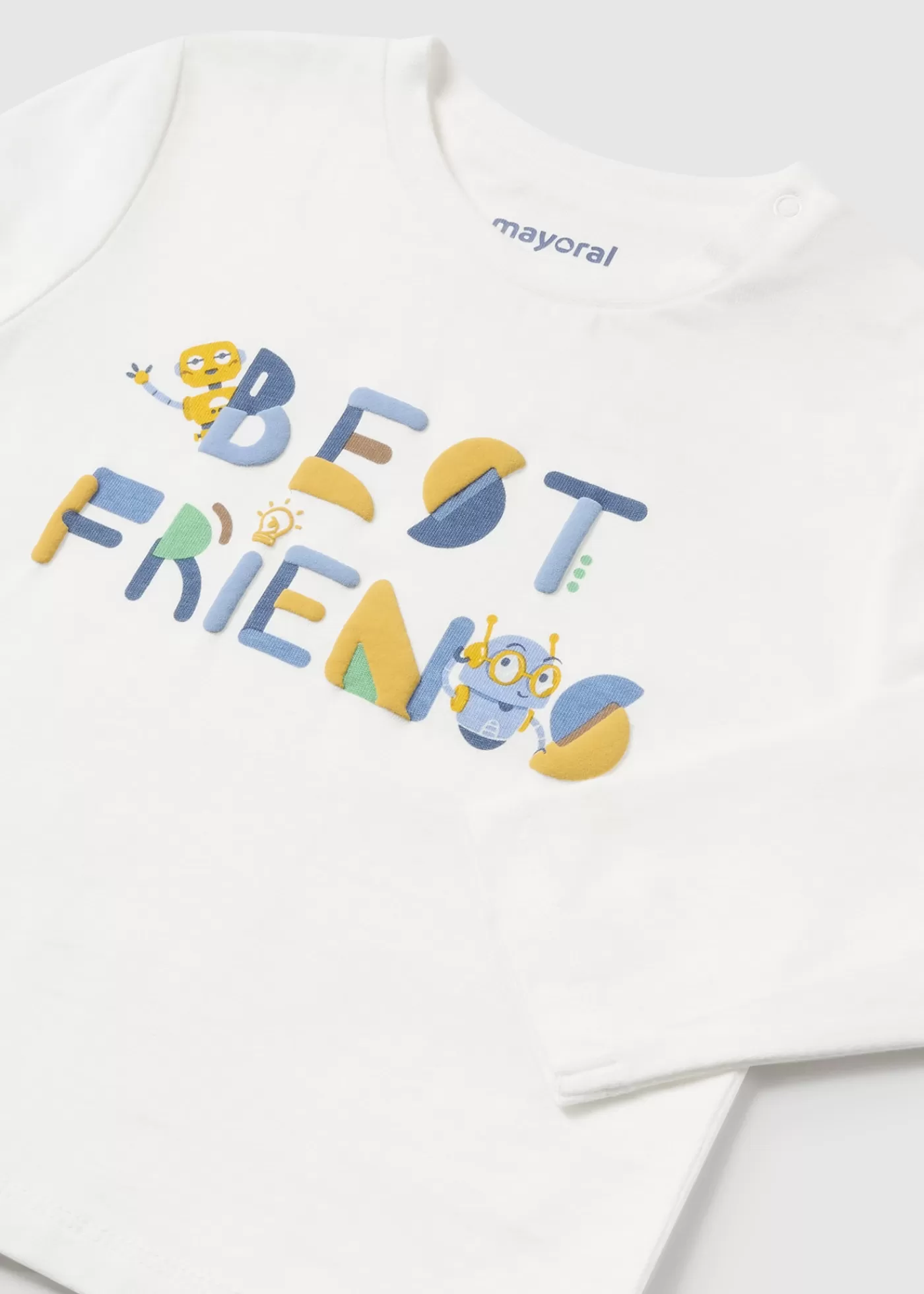 Mayoral Baby Robot Letter T-Shirt Cream Shop