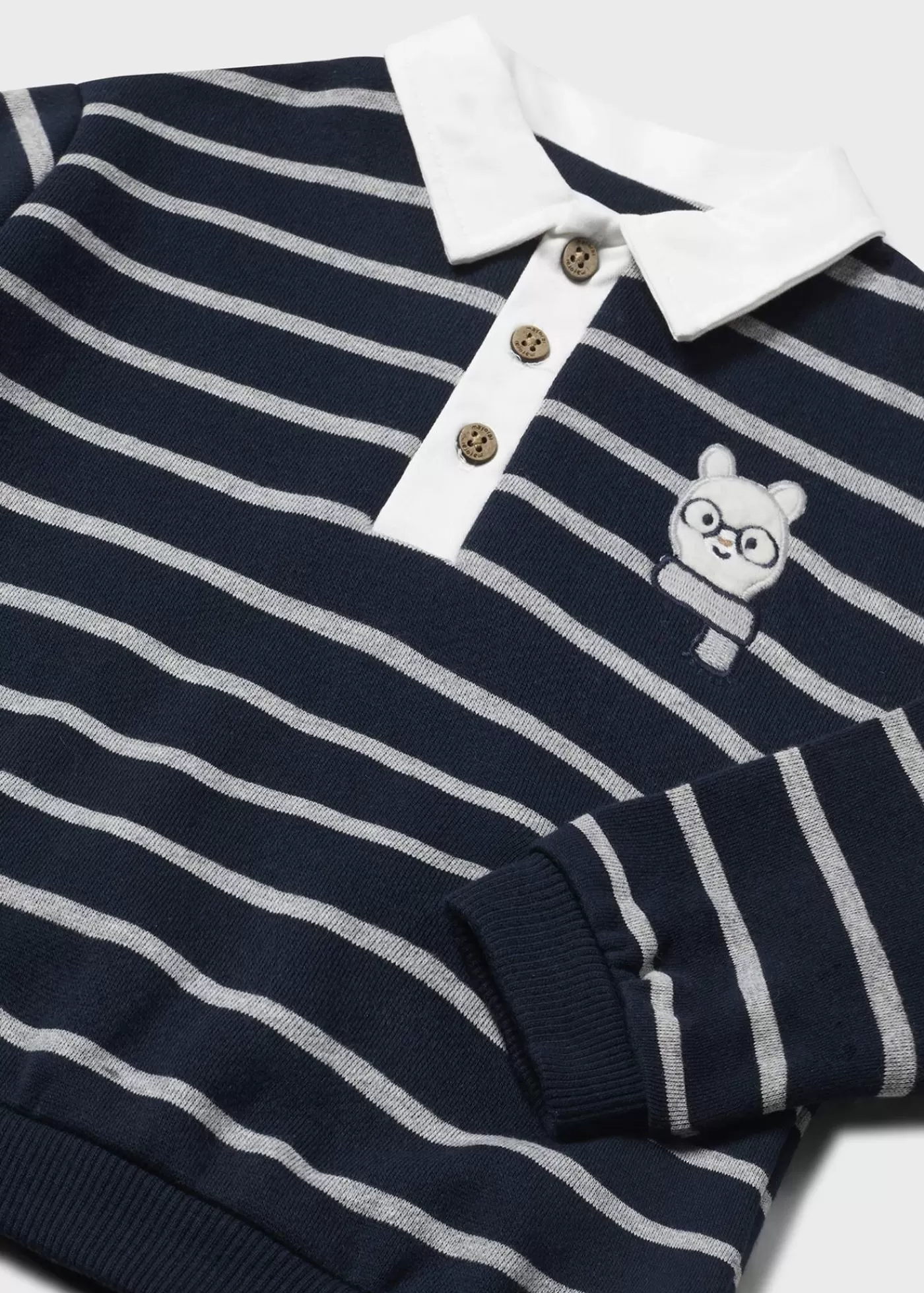 Mayoral Baby Striped Sweater with Collar Navyblue Cheap