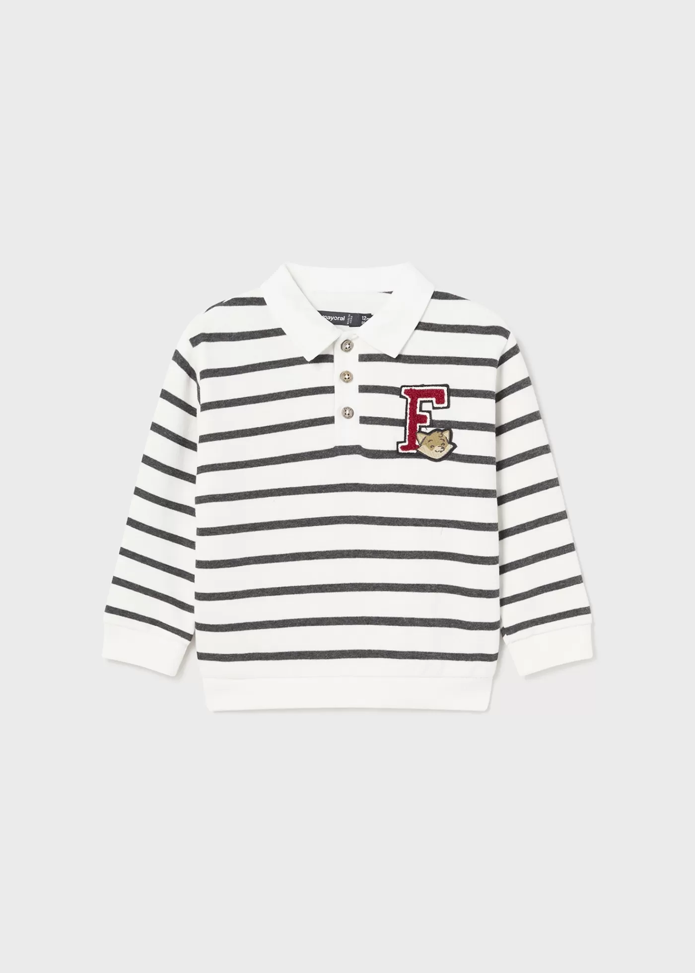 Mayoral Baby Striped Sweater with Collar Cream Store