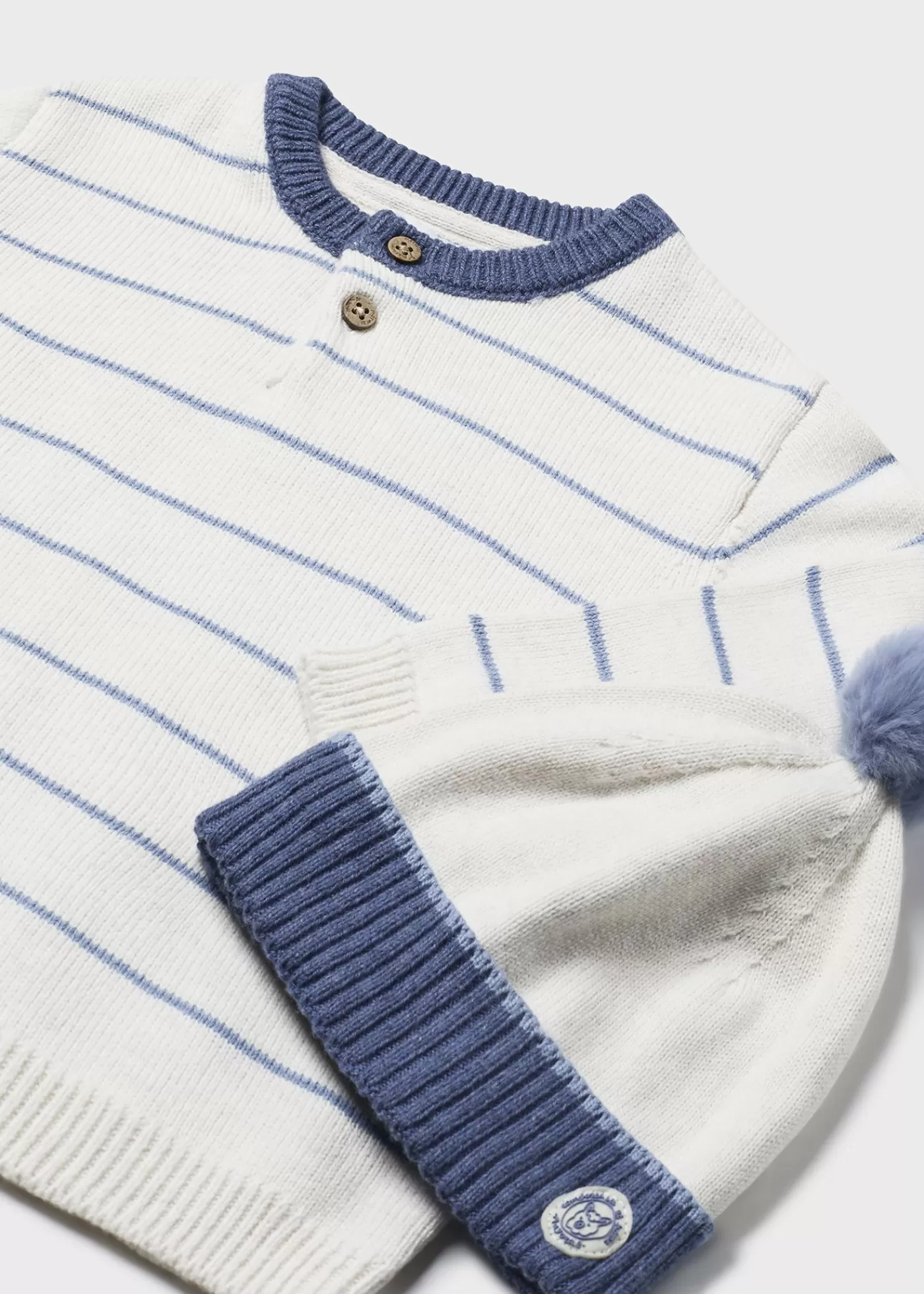 Mayoral Baby Striped Sweater with Hat Cream Outlet