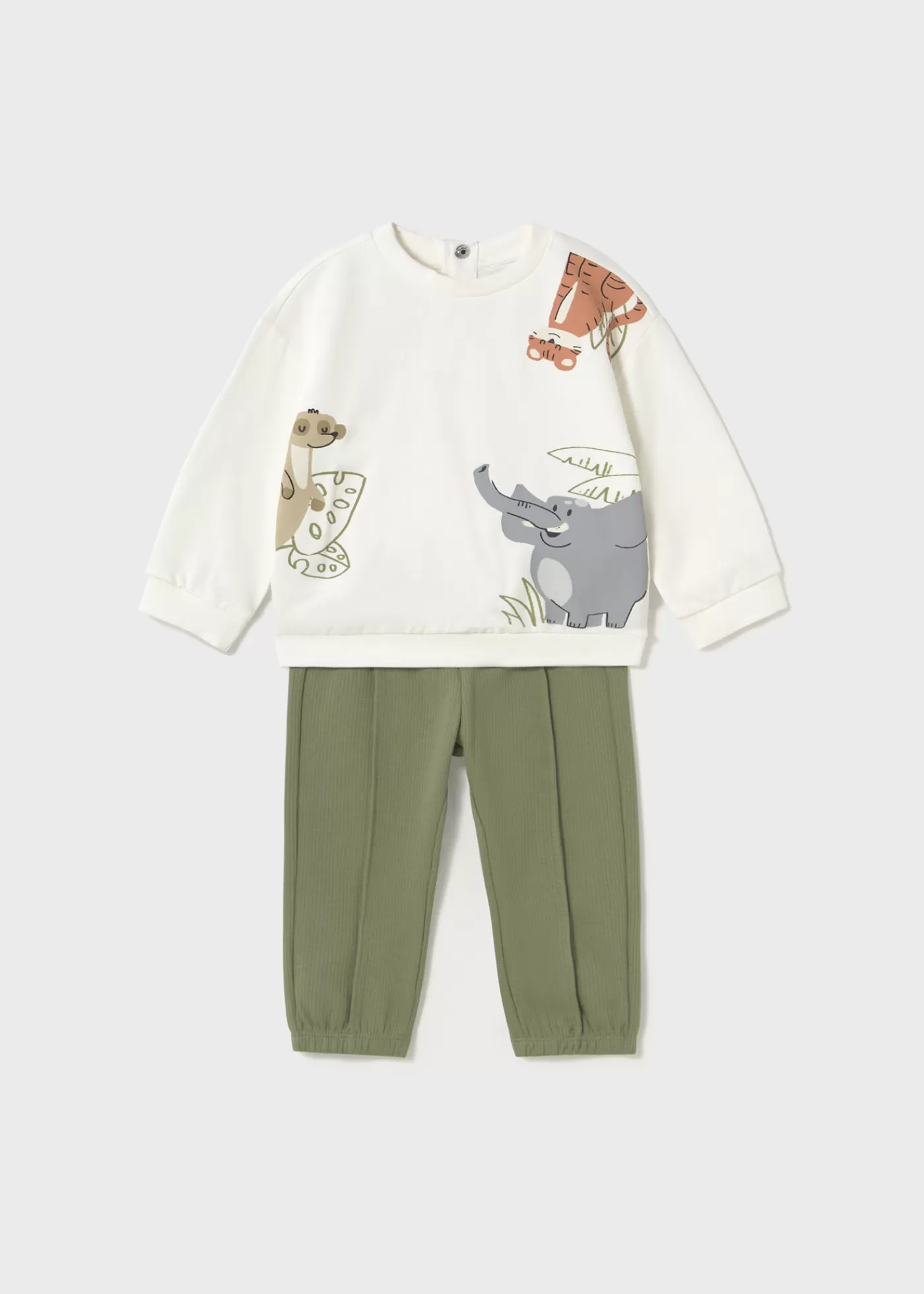 Mayoral Baby Tracksuit with Printed Sweatshirt Sage Fashion