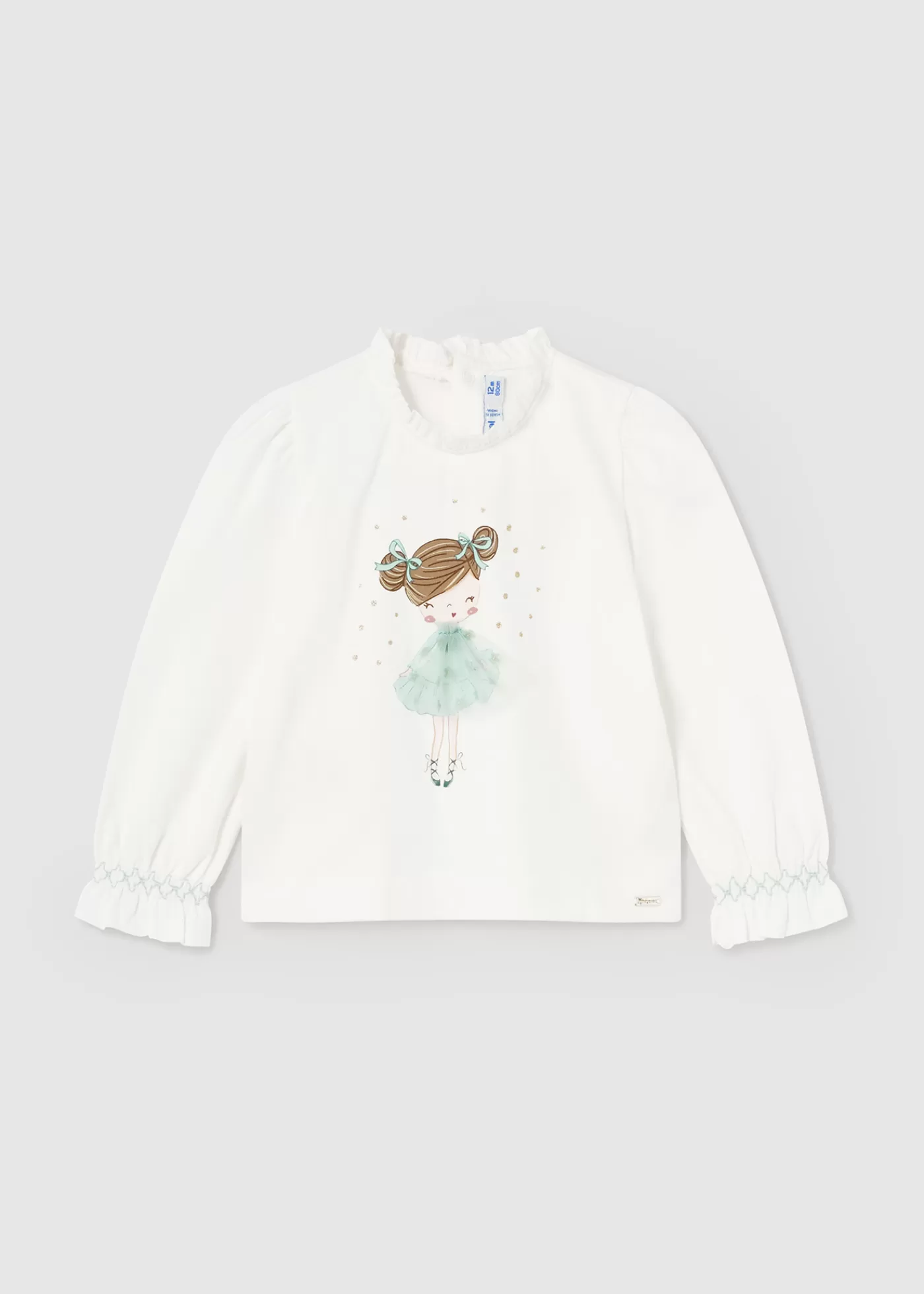 Mayoral Baby Tulle Applique T-Shirt Natural-jade Outlet
