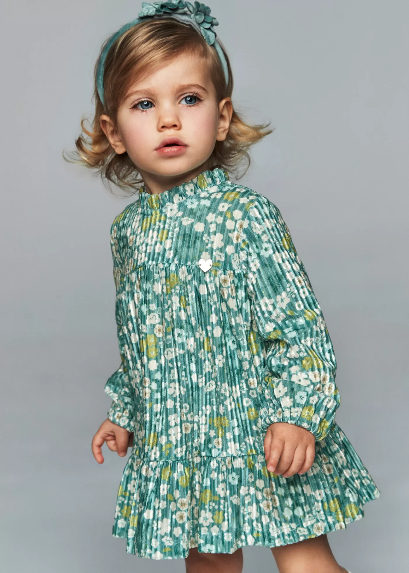 Mayoral Baby Velvet Floral Dress Agate Fashion