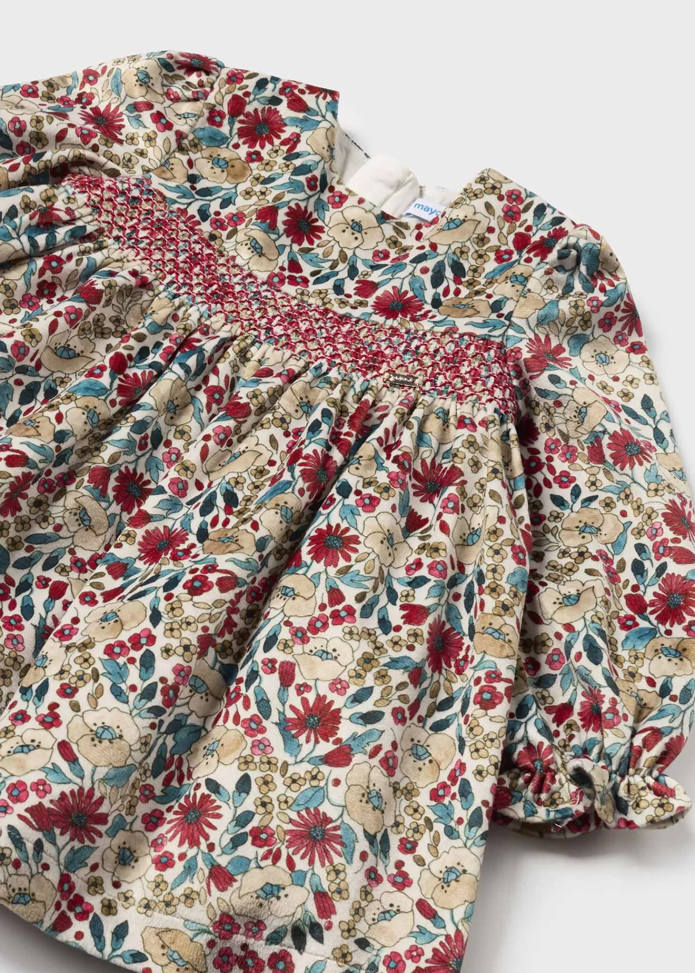 Mayoral Baby Velvet Print Dress Cherry Shop