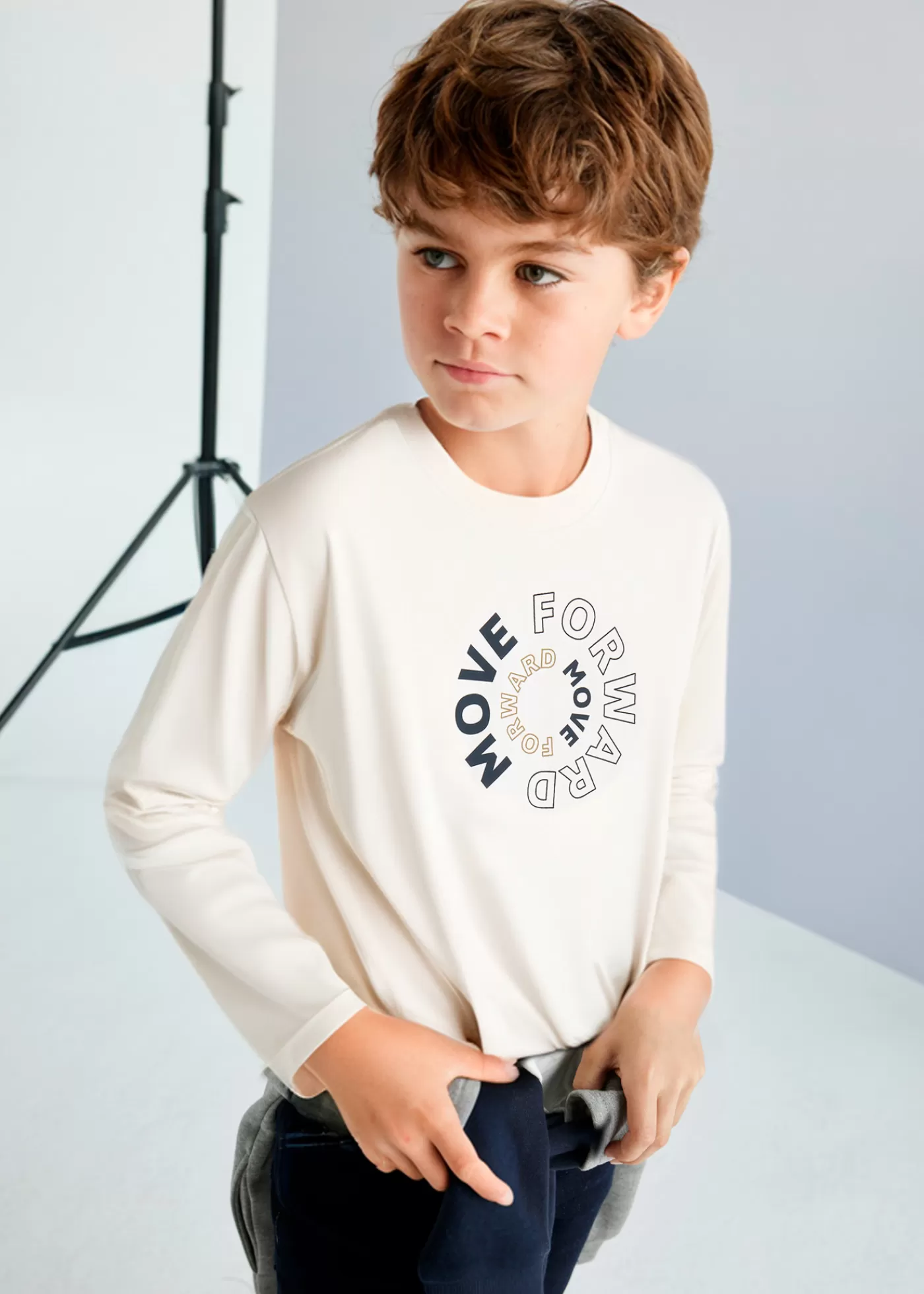 Mayoral Basic t-shirt letters boys Cream New