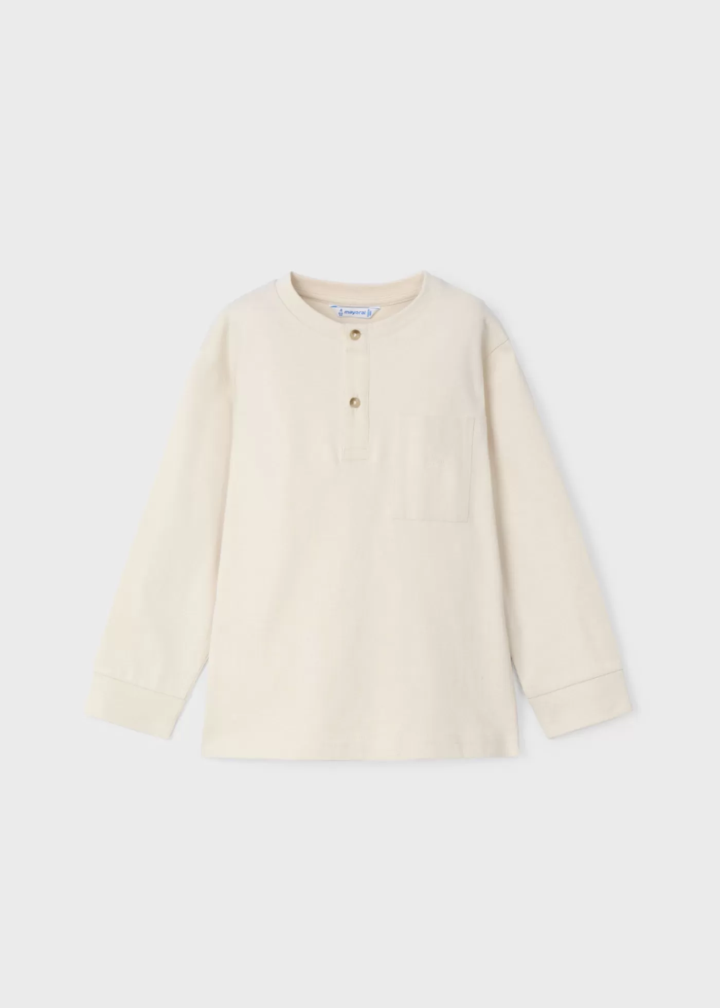 Mayoral Boy Button Neck T-Shirt Cream New