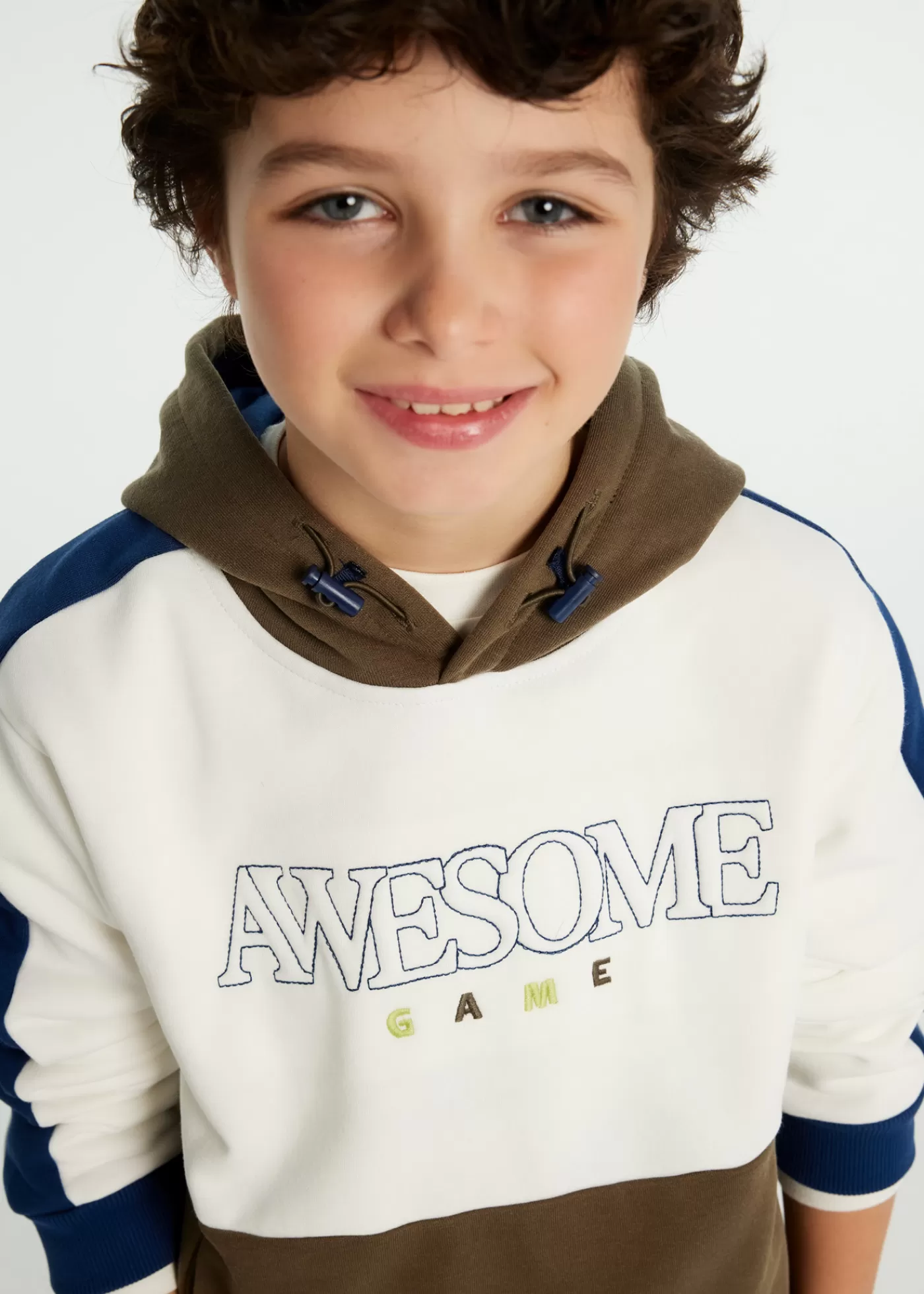 Mayoral Boy Contrast Hoodie Cream-bark Fashion