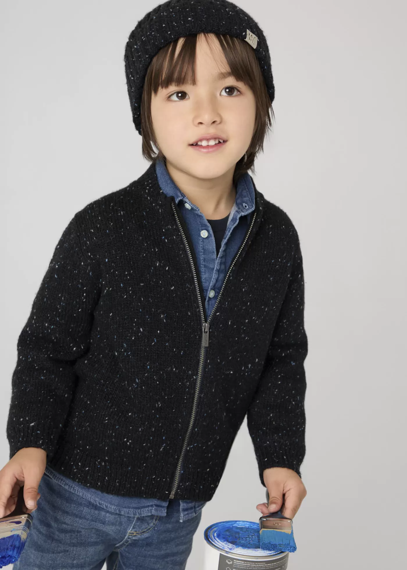 Mayoral Boy Fleck Zip Cardigan Bluetweed Discount