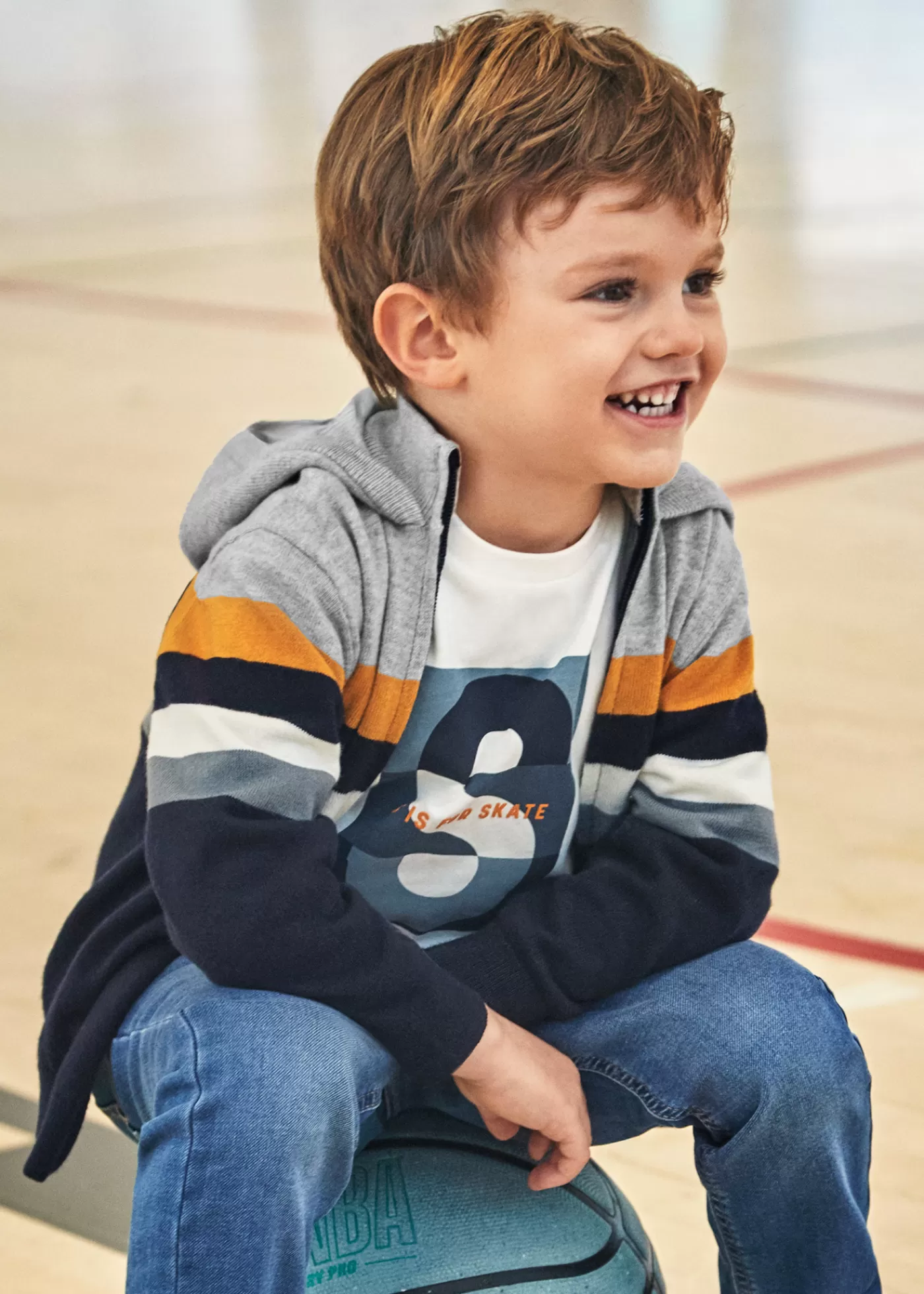 Mayoral Boy Knit Striped Hoodie Carrot Sale