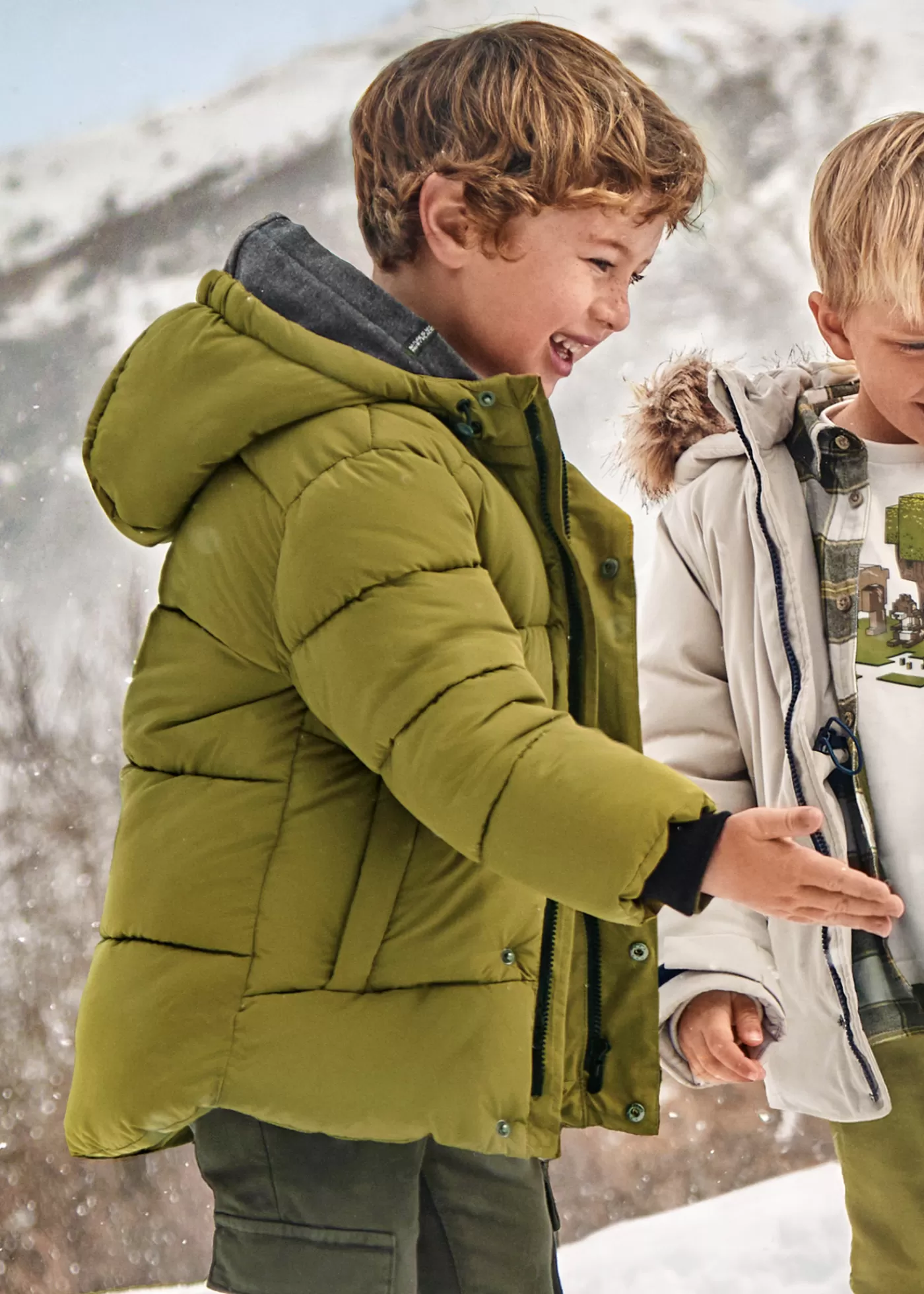Mayoral Boy Long Puffer Jacket Pesto Fashion