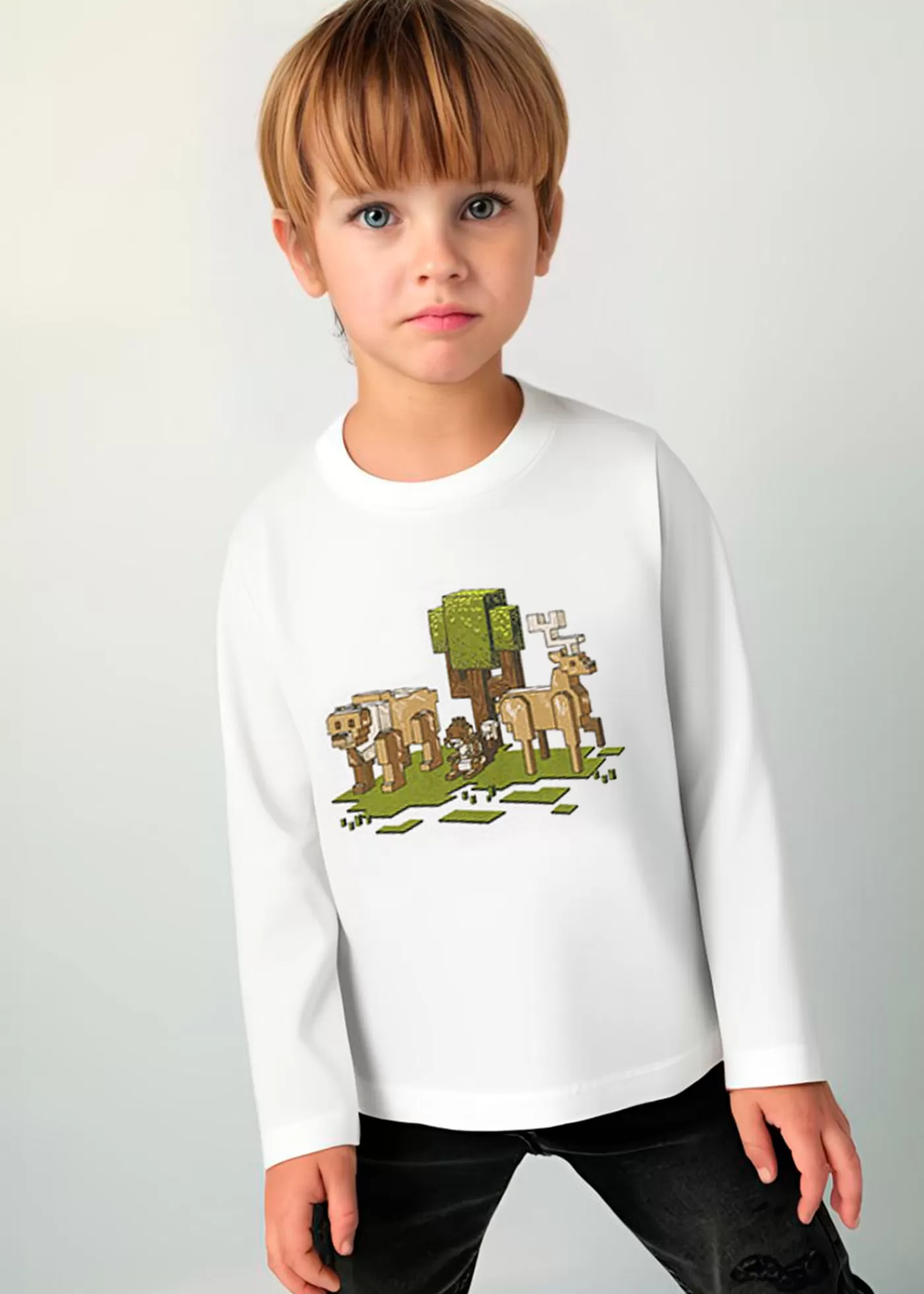 Mayoral Boy Pixel Print T-Shirt Cream Shop
