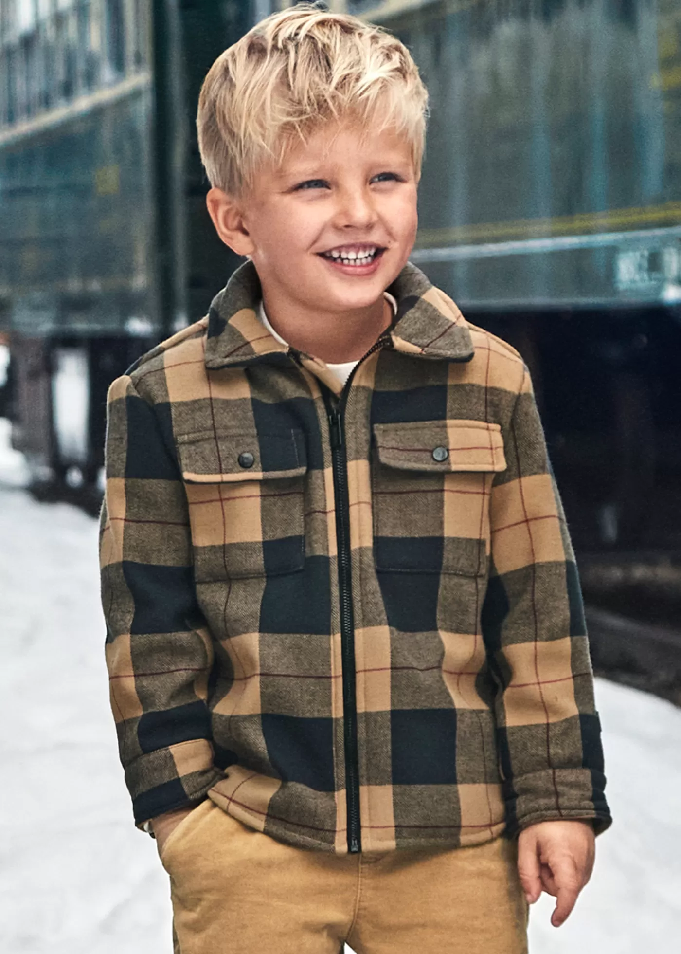 Mayoral Boy Plaid Jacket Toffee Shop