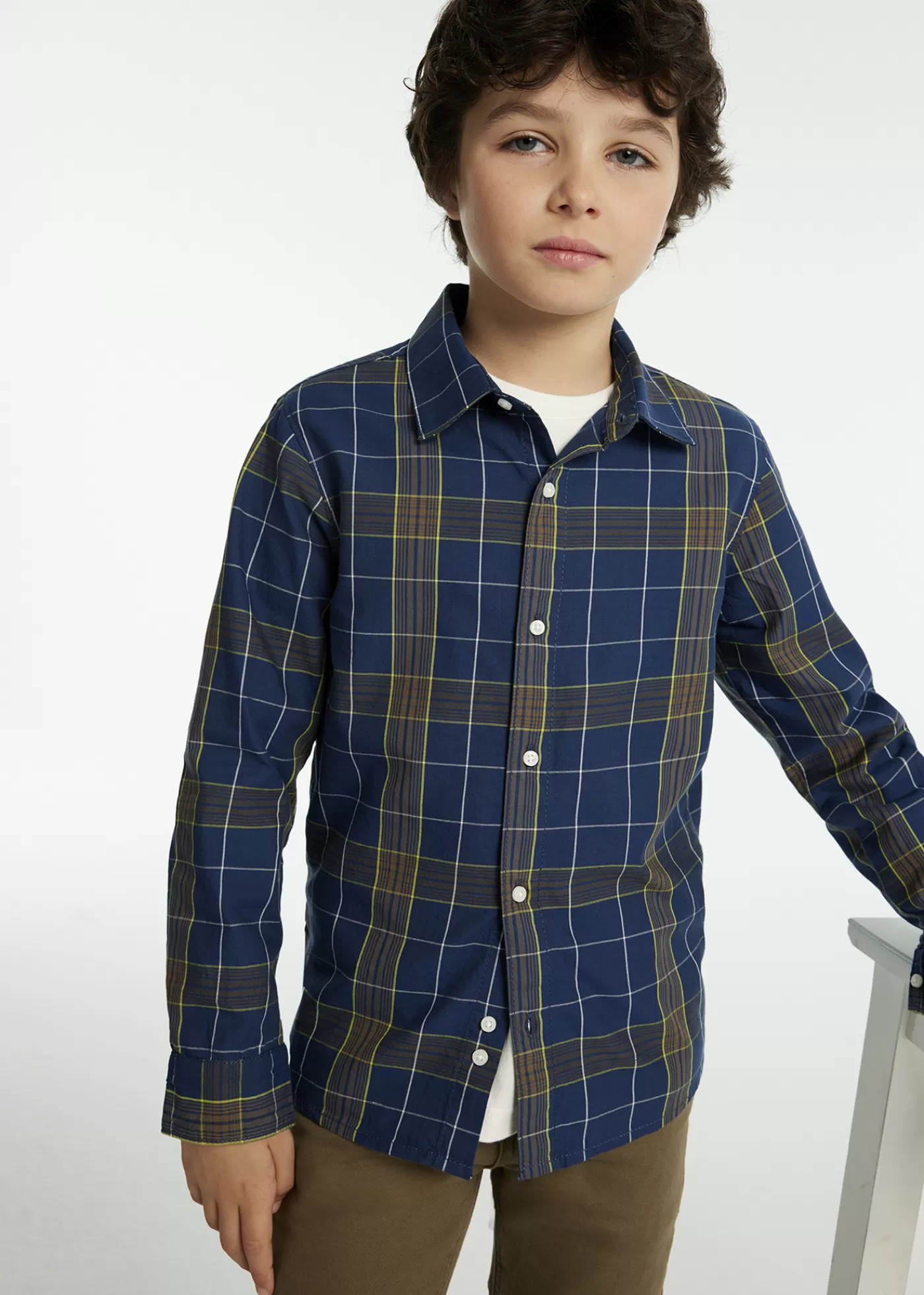 Mayoral Boy Plaid Shirt Lagoon Fashion