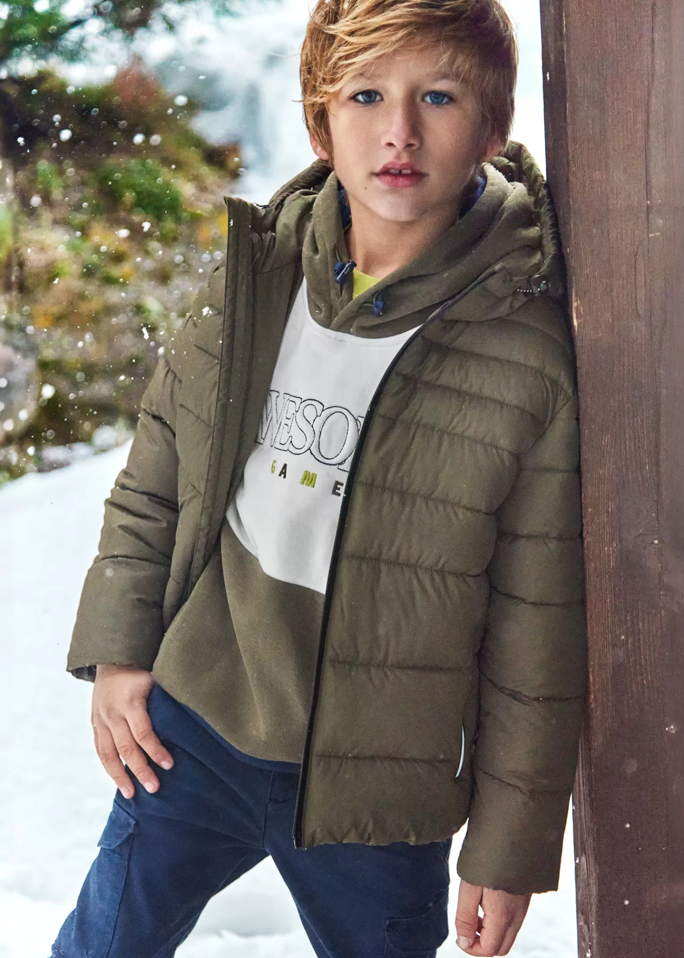 Mayoral Boy Puffer Jacket with Reflective Details Bark Discount
