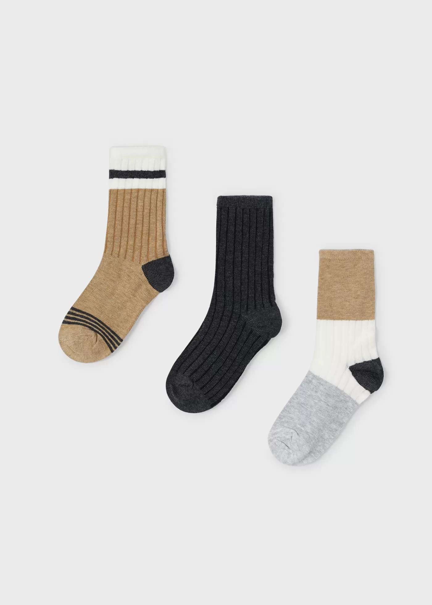 Mayoral Boy Set of 3 Color Block Socks Toffeeheather Flash Sale