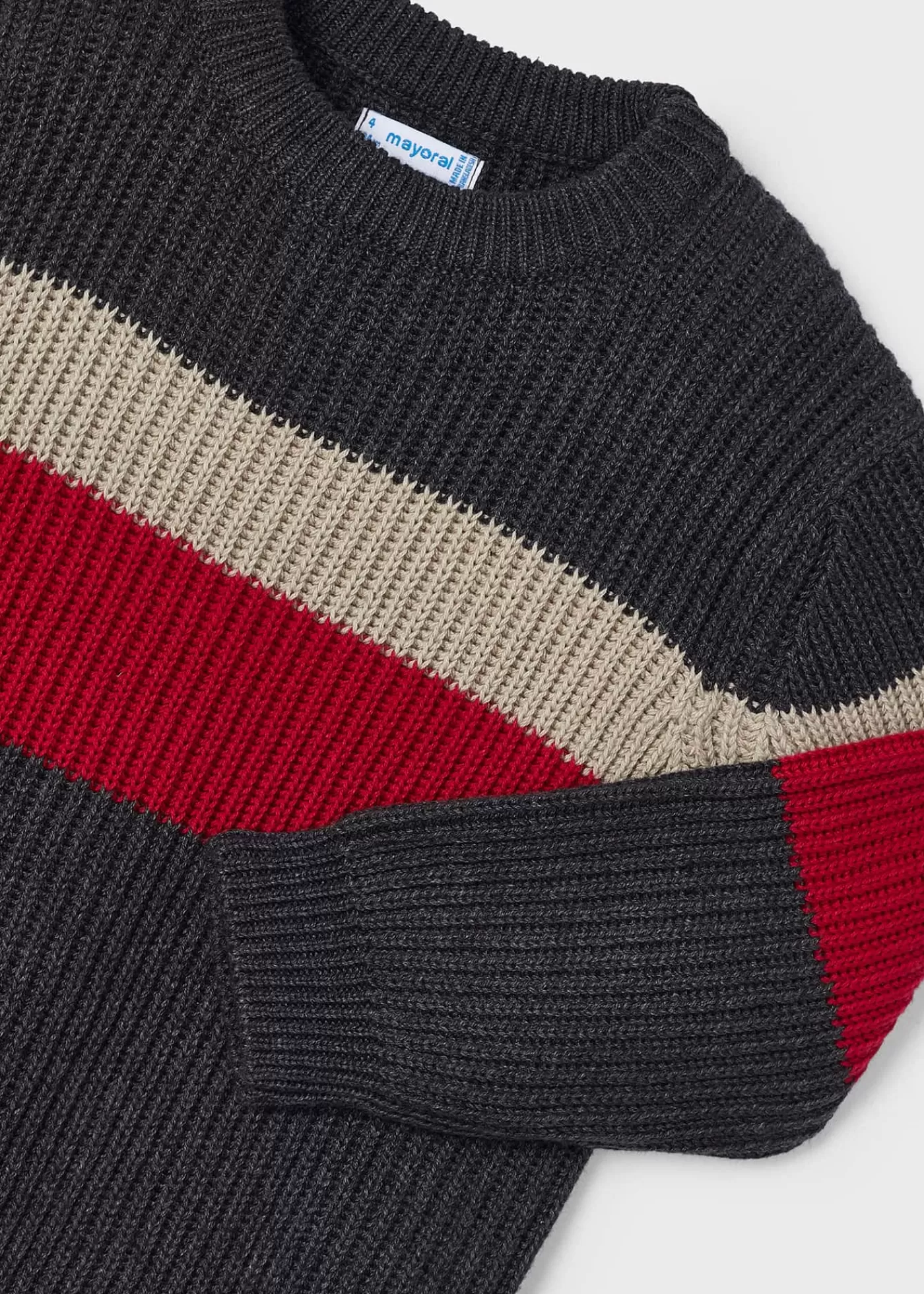 Mayoral Boy Striped Ribbed Sweater Pencilgreyheather Shop