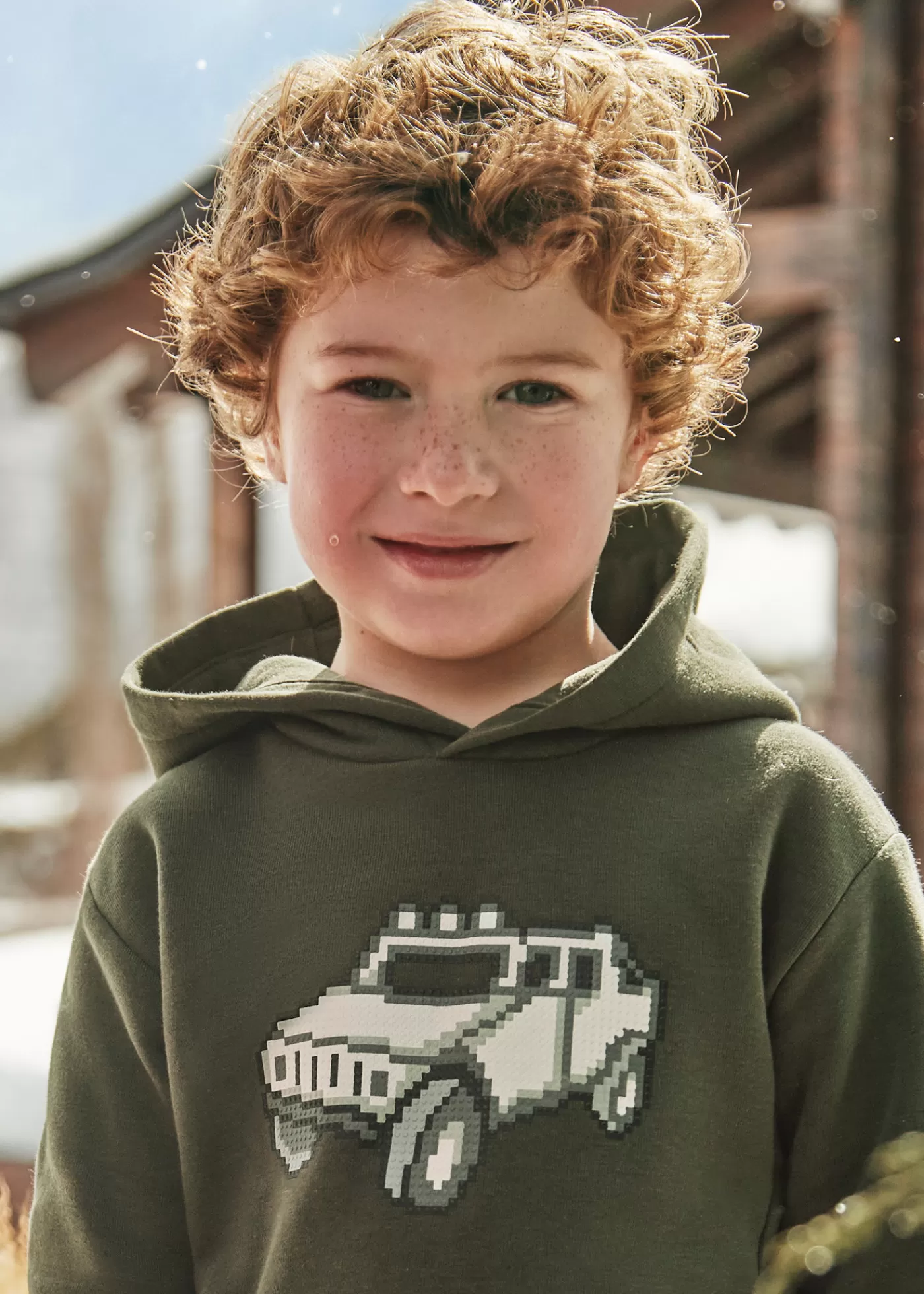 Mayoral Boy Sweatshirt with Rubber-Print Moss Outlet