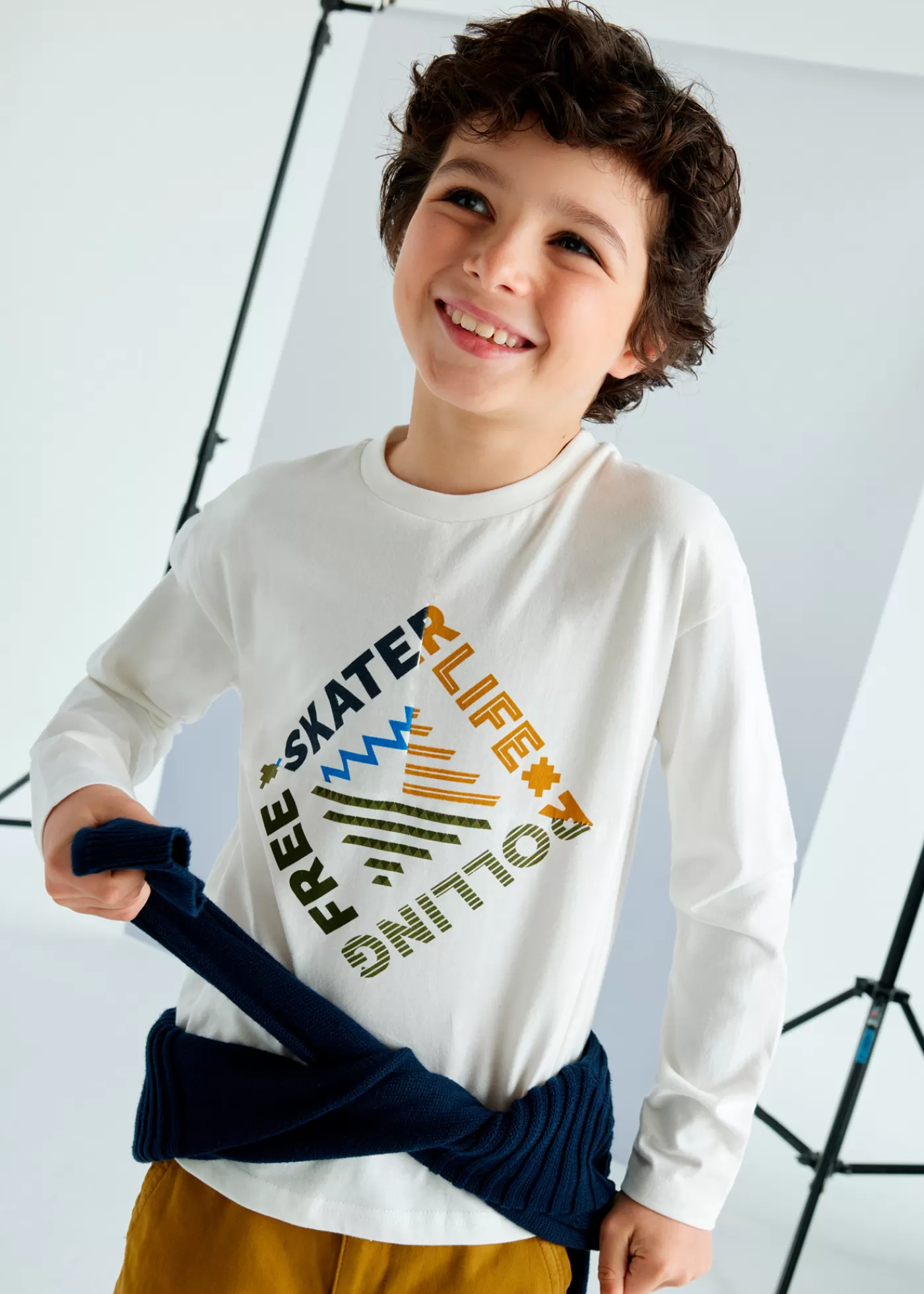 Mayoral Boy Text Print T-Shirt Cream Discount