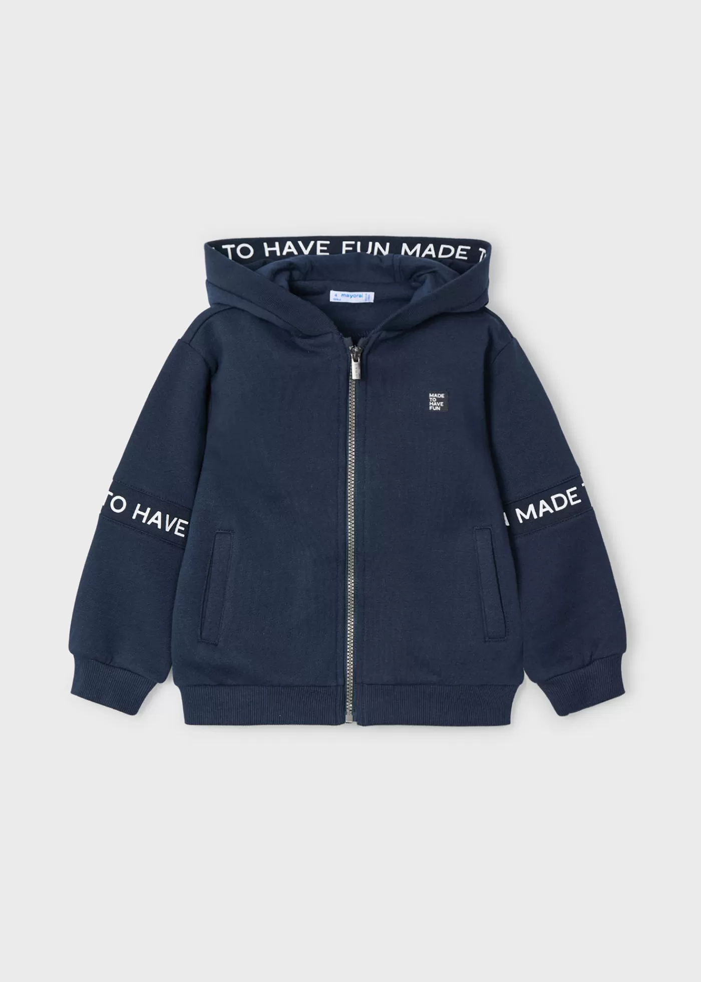 Mayoral Boy Text Stripe Zip Hoodie Navyblue Online