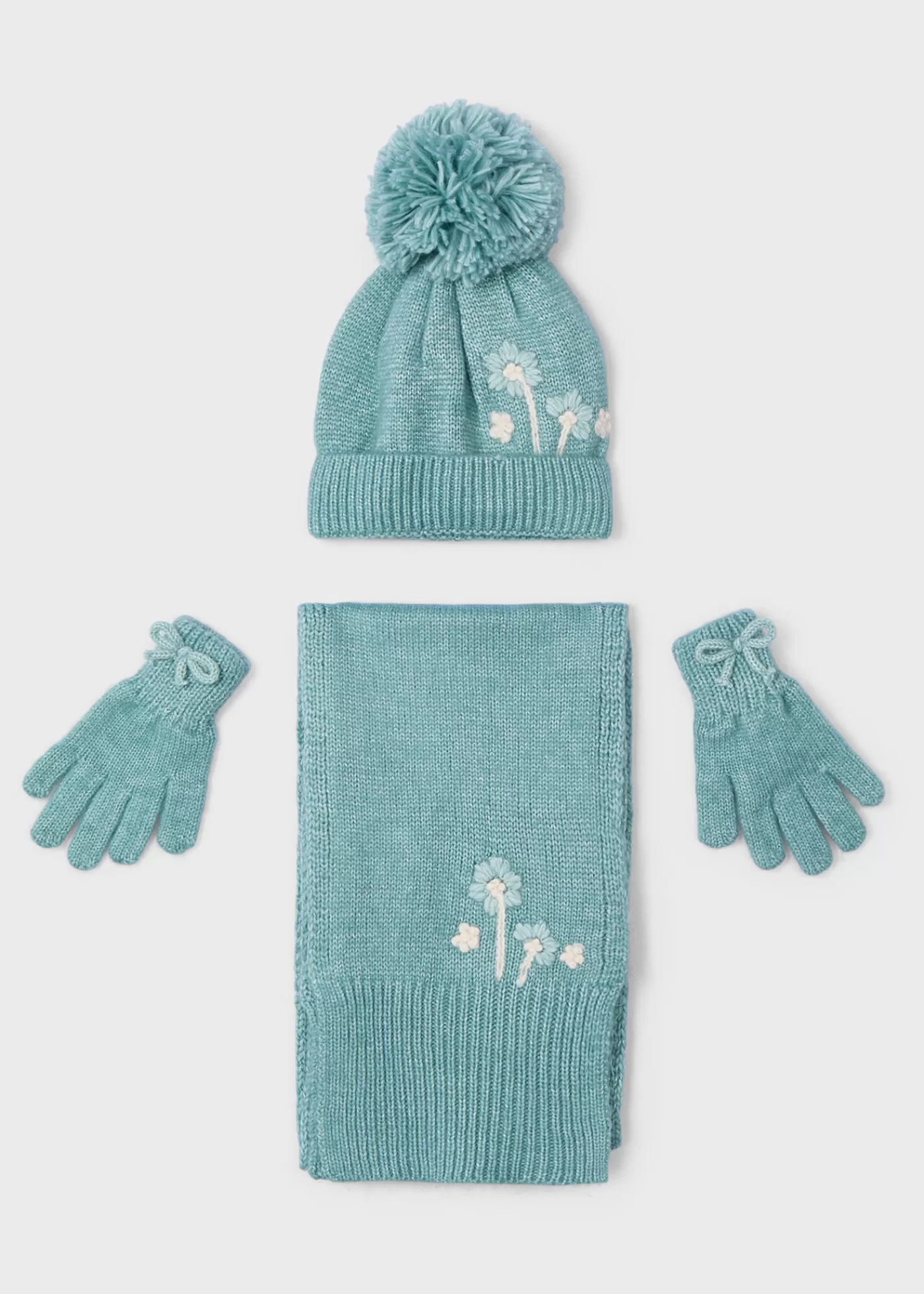 Mayoral Girl 3 Piece Floral Hat and Scarf Set Emeraldheather Best