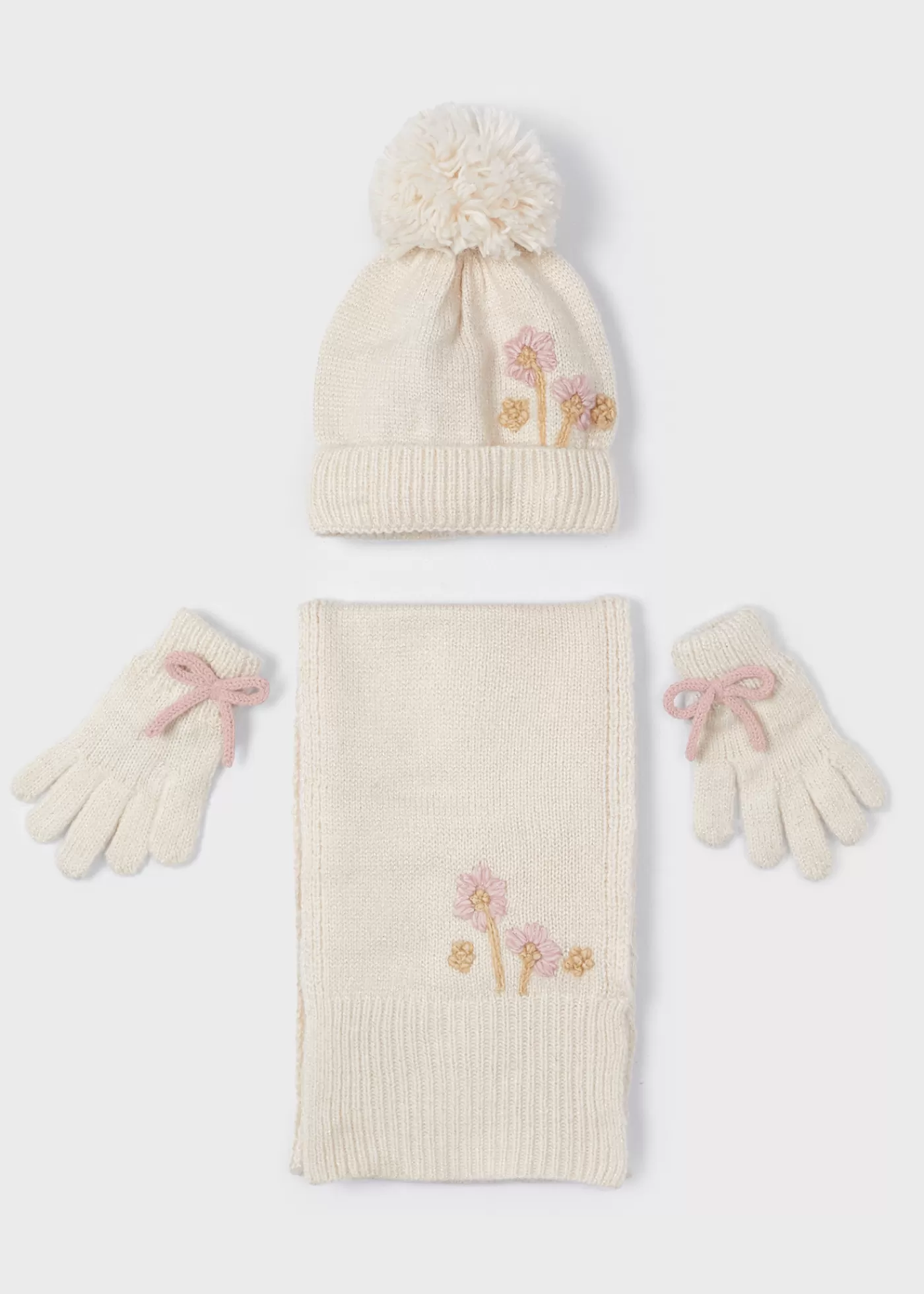 Mayoral Girl 3 Piece Floral Hat and Scarf Set Jengibre Best Sale
