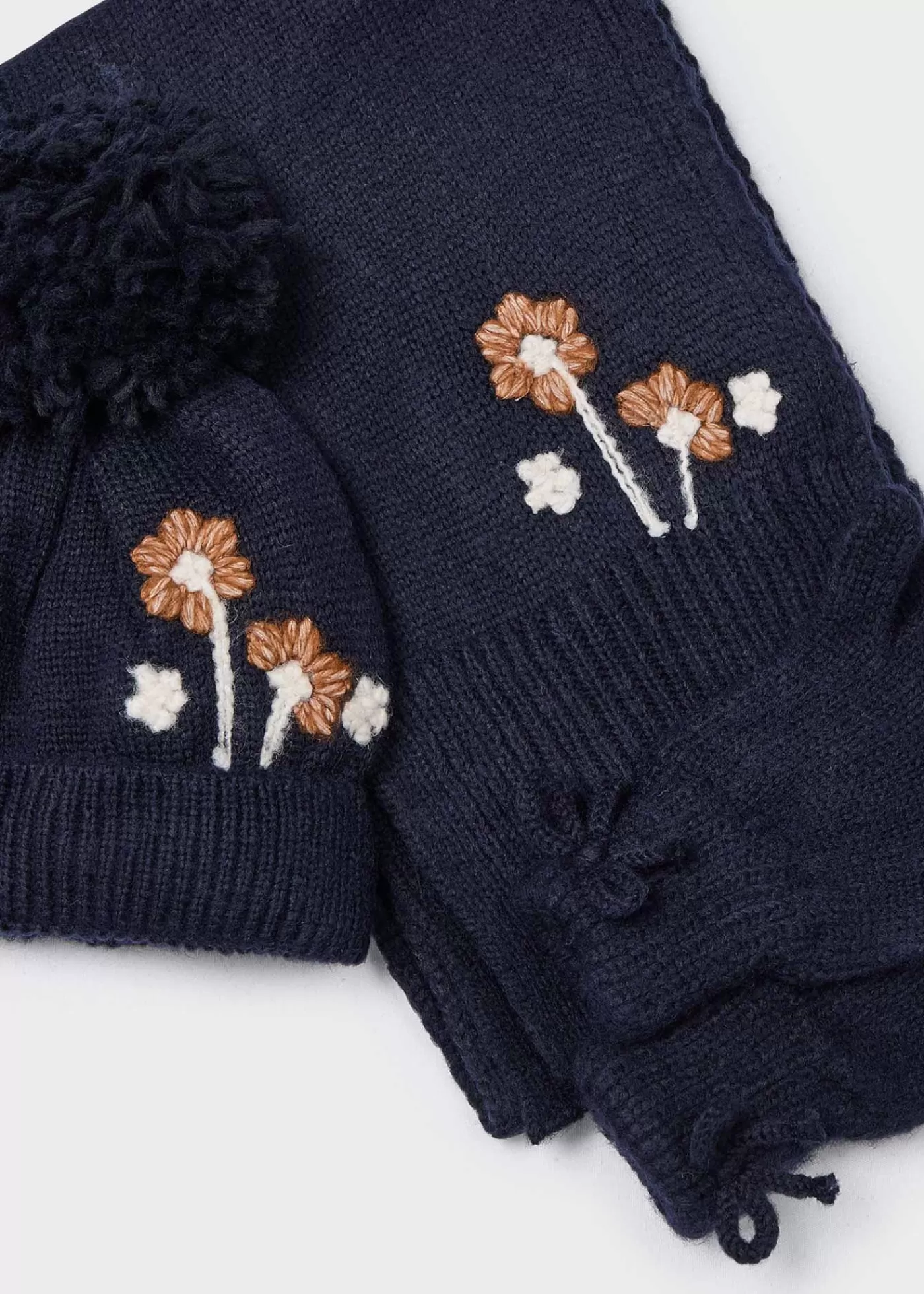 Mayoral Girl 3 Piece Floral Hat and Scarf Set Navyblue Online