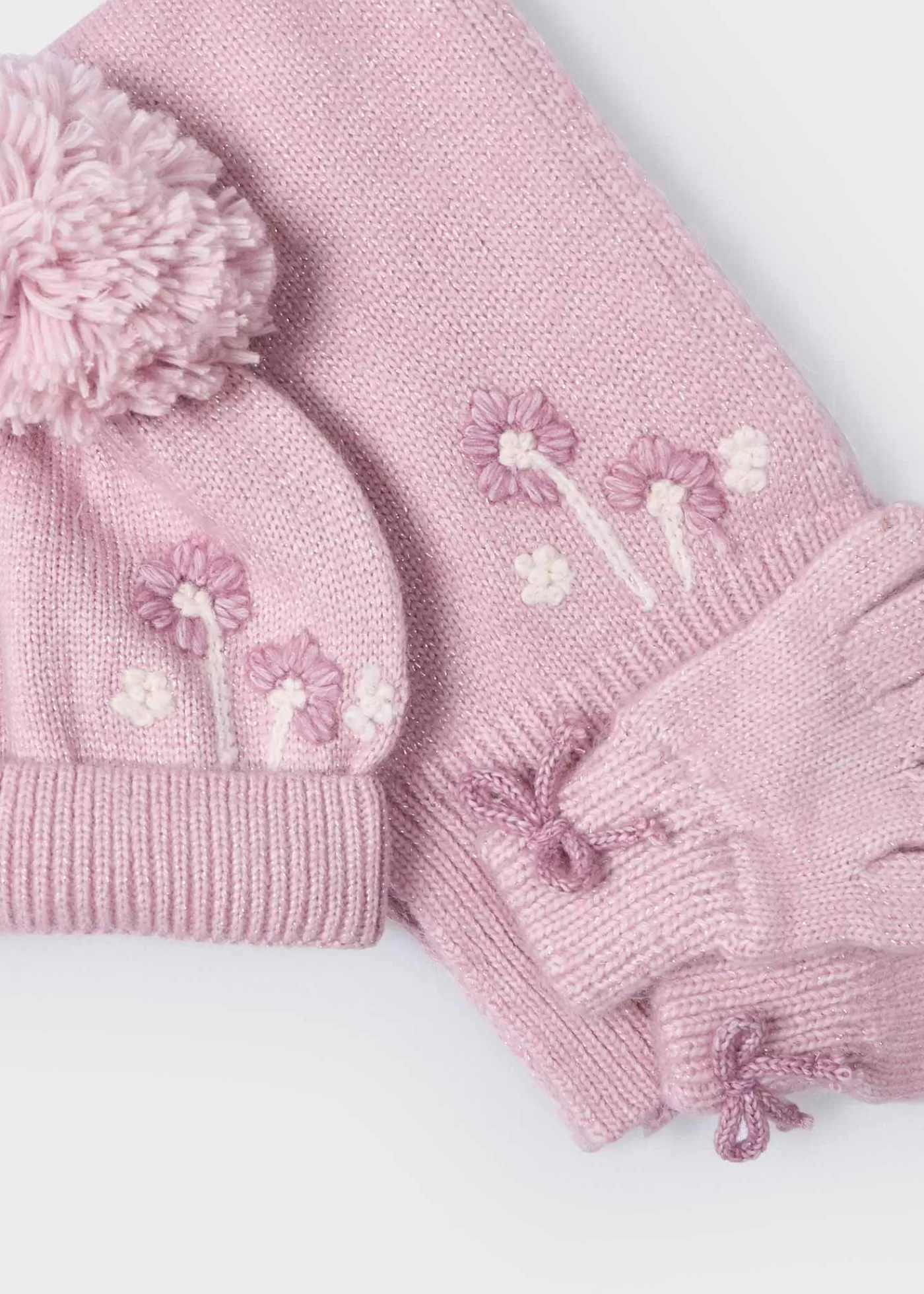 Mayoral Girl 3 Piece Floral Hat and Scarf Set Rosy Best