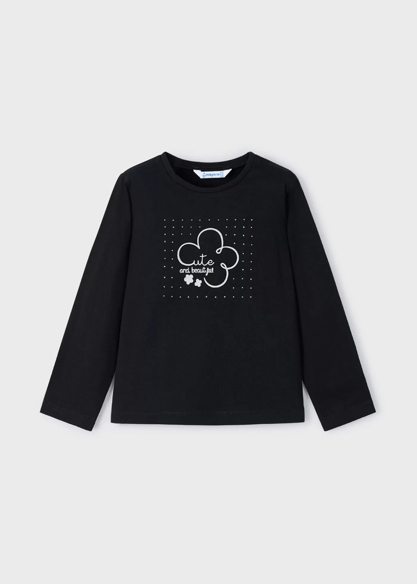 Mayoral Girl Basic Flower T-Shirt Black Flash Sale