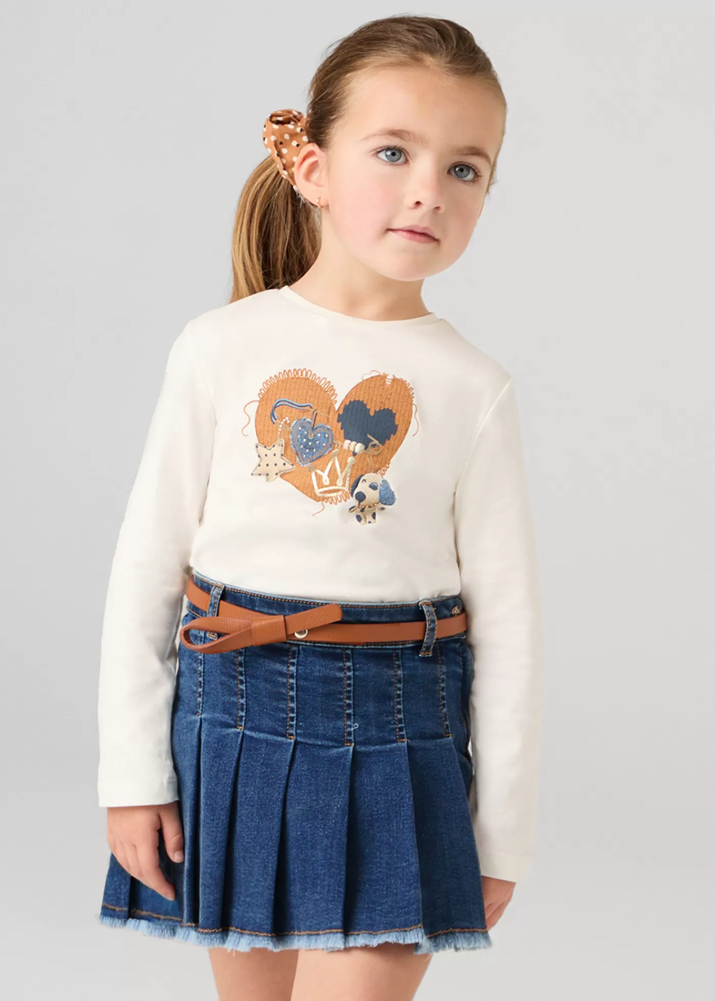 Mayoral Girl Denim Skirt with Belt MediumJeans Flash Sale