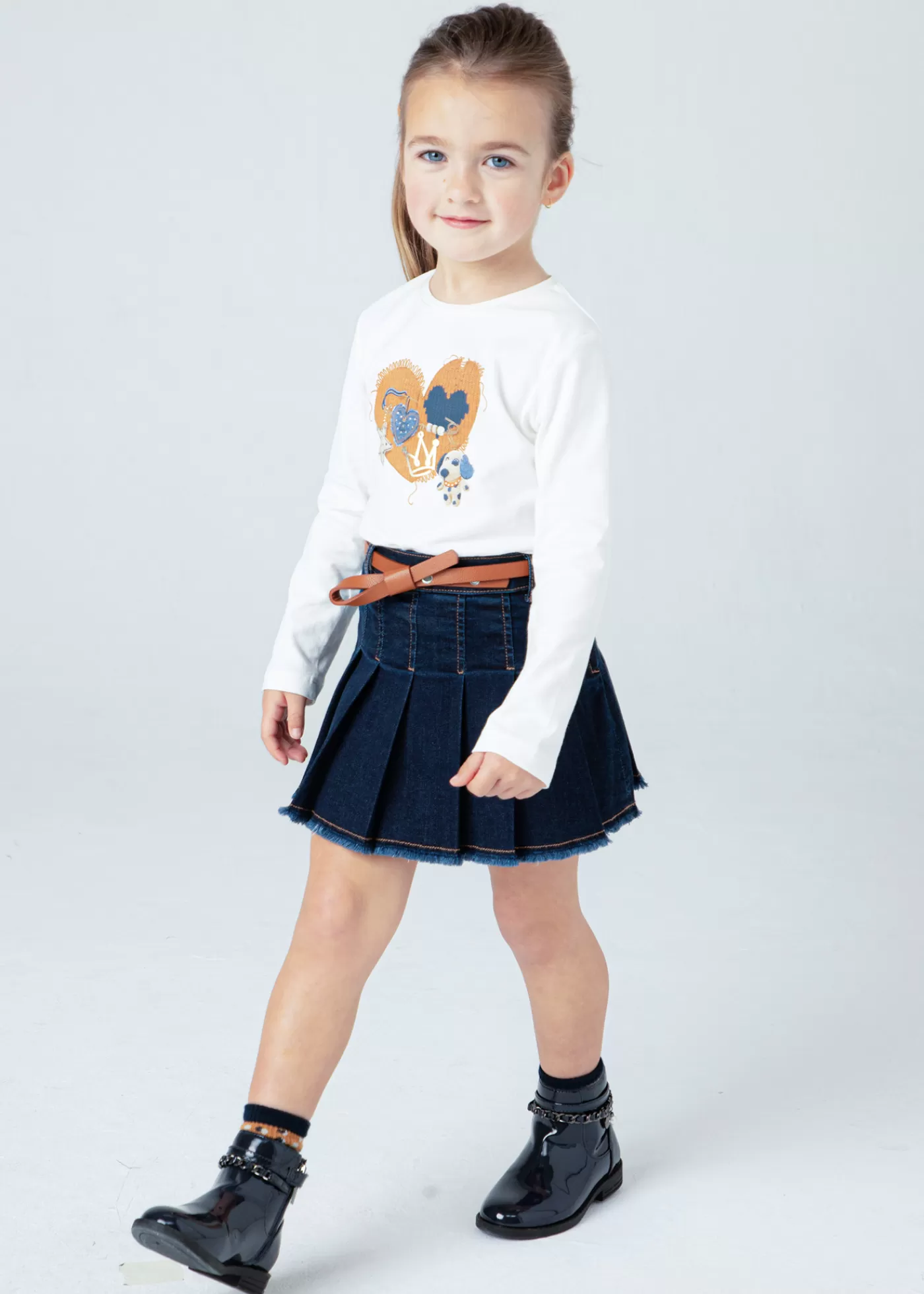 Mayoral Girl Denim Skirt with Belt DarkJeans Hot