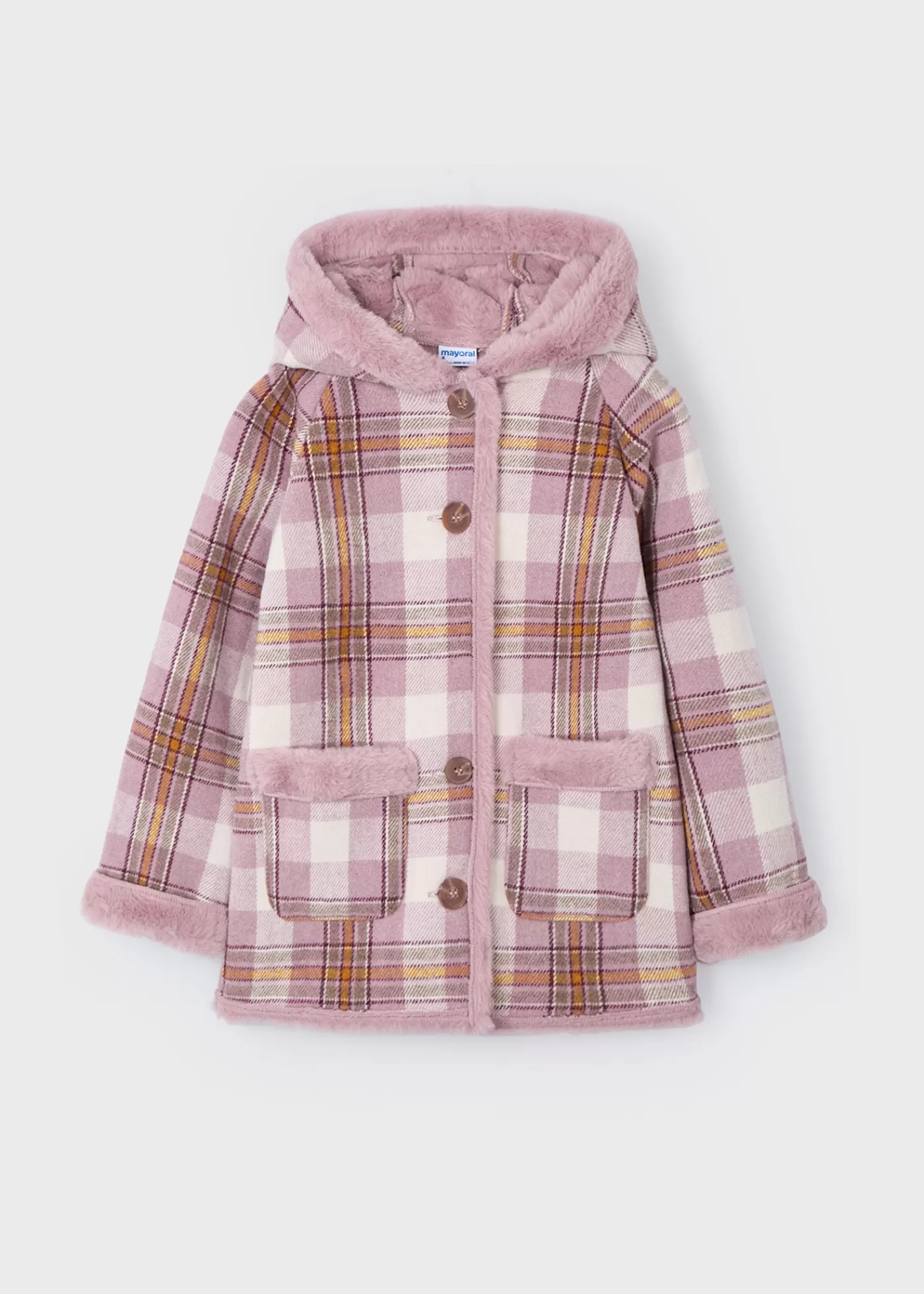 Mayoral Girl Double Face Plaid Coat 0 New
