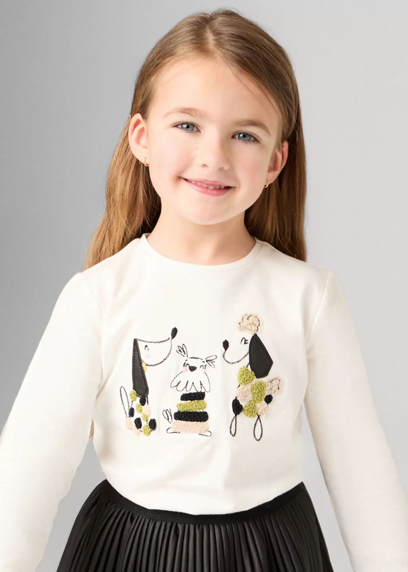Mayoral Girl Embroidered Puppy T-Shirt Crudo-citron Discount