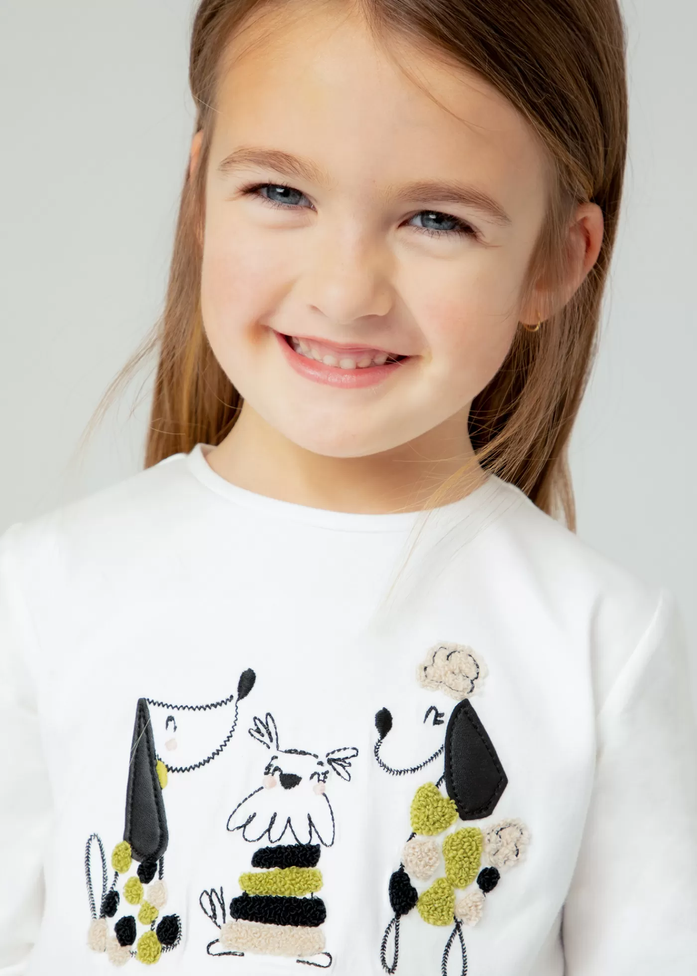 Mayoral Girl Embroidered Puppy T-Shirt Crudo-citron Discount