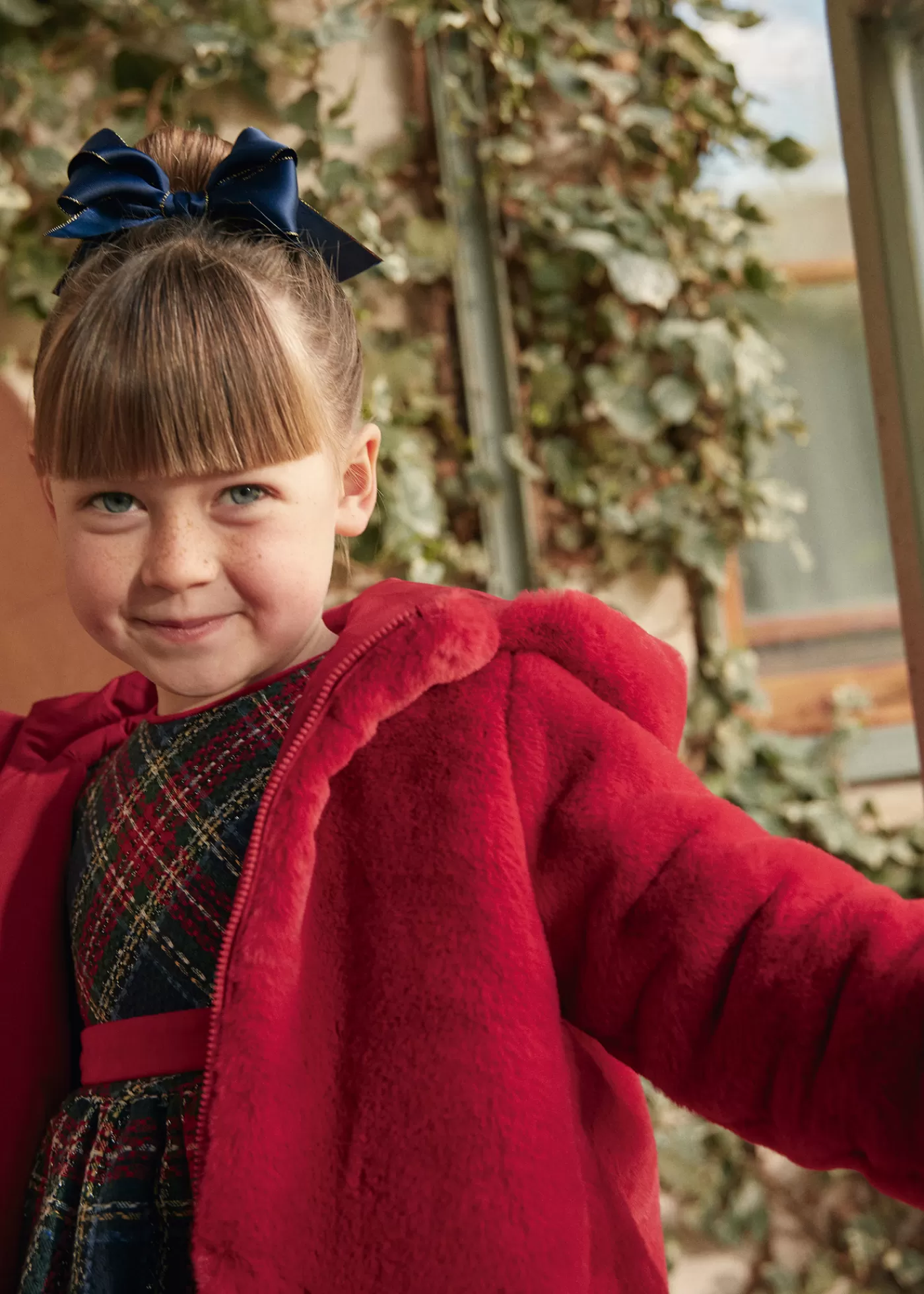 Mayoral Girl Faux Fur Coat Cherry Outlet