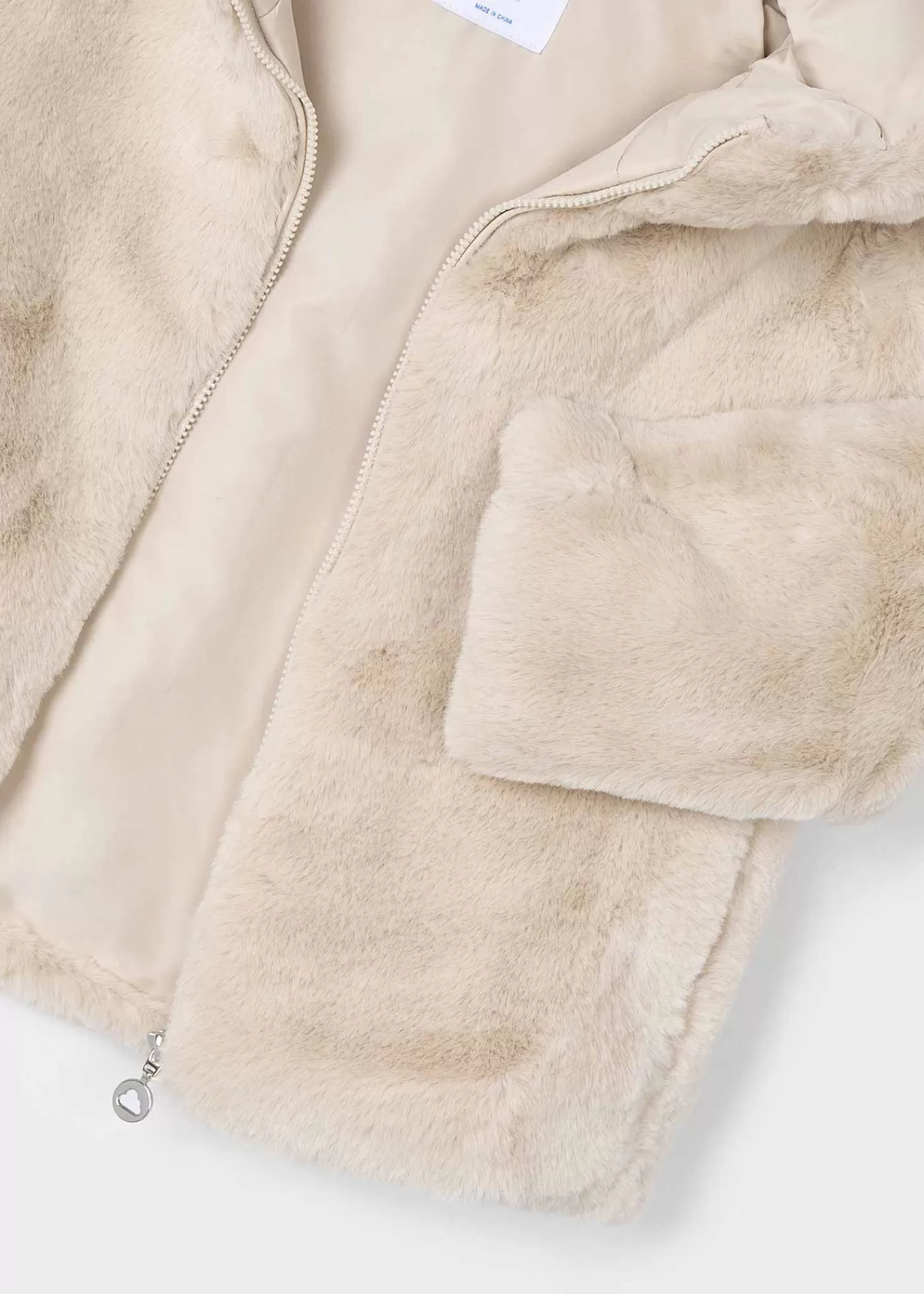 Mayoral Girl Faux Fur Coat Sand New