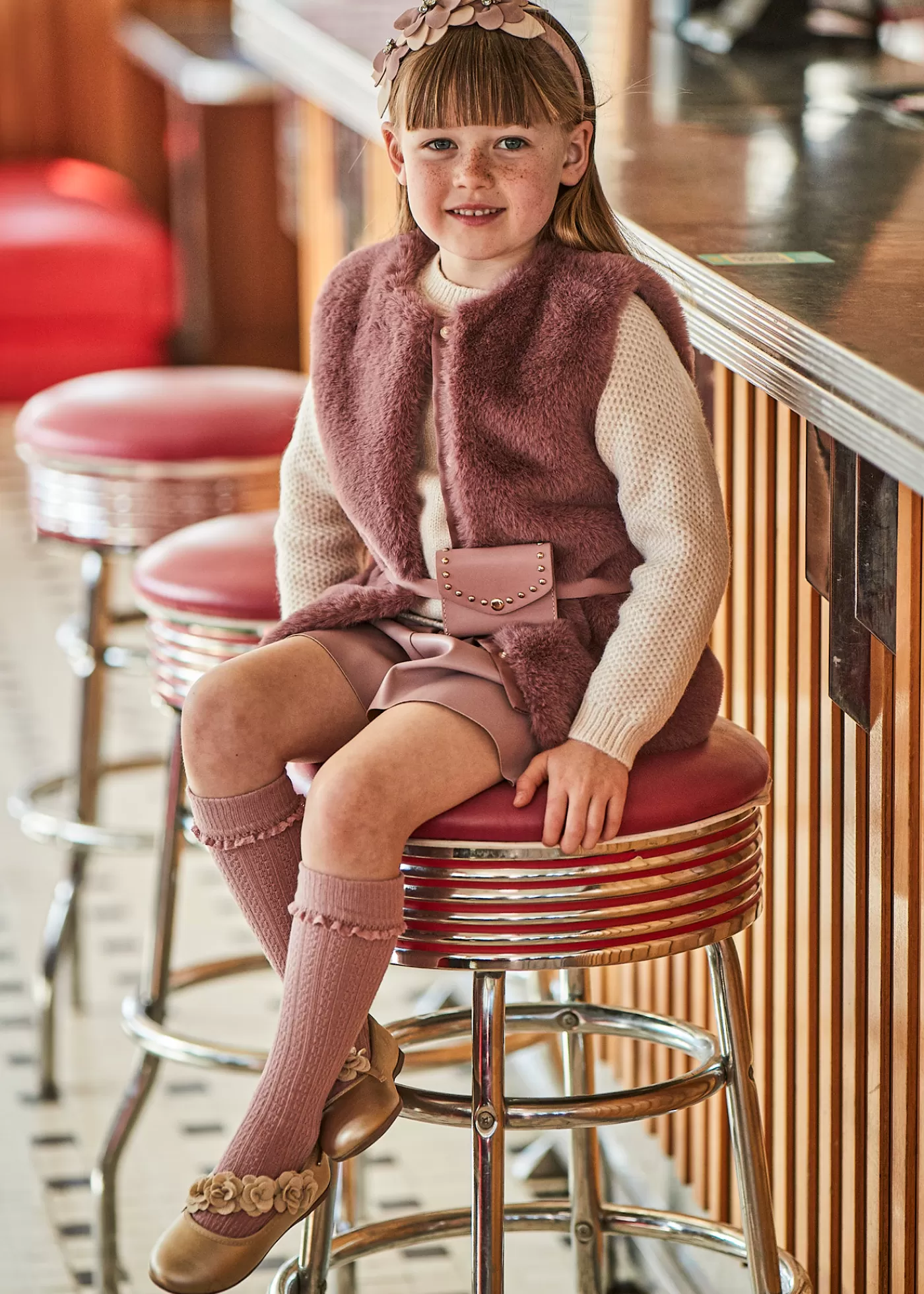 Mayoral Girl Faux Leather Shorts Rosy Hot