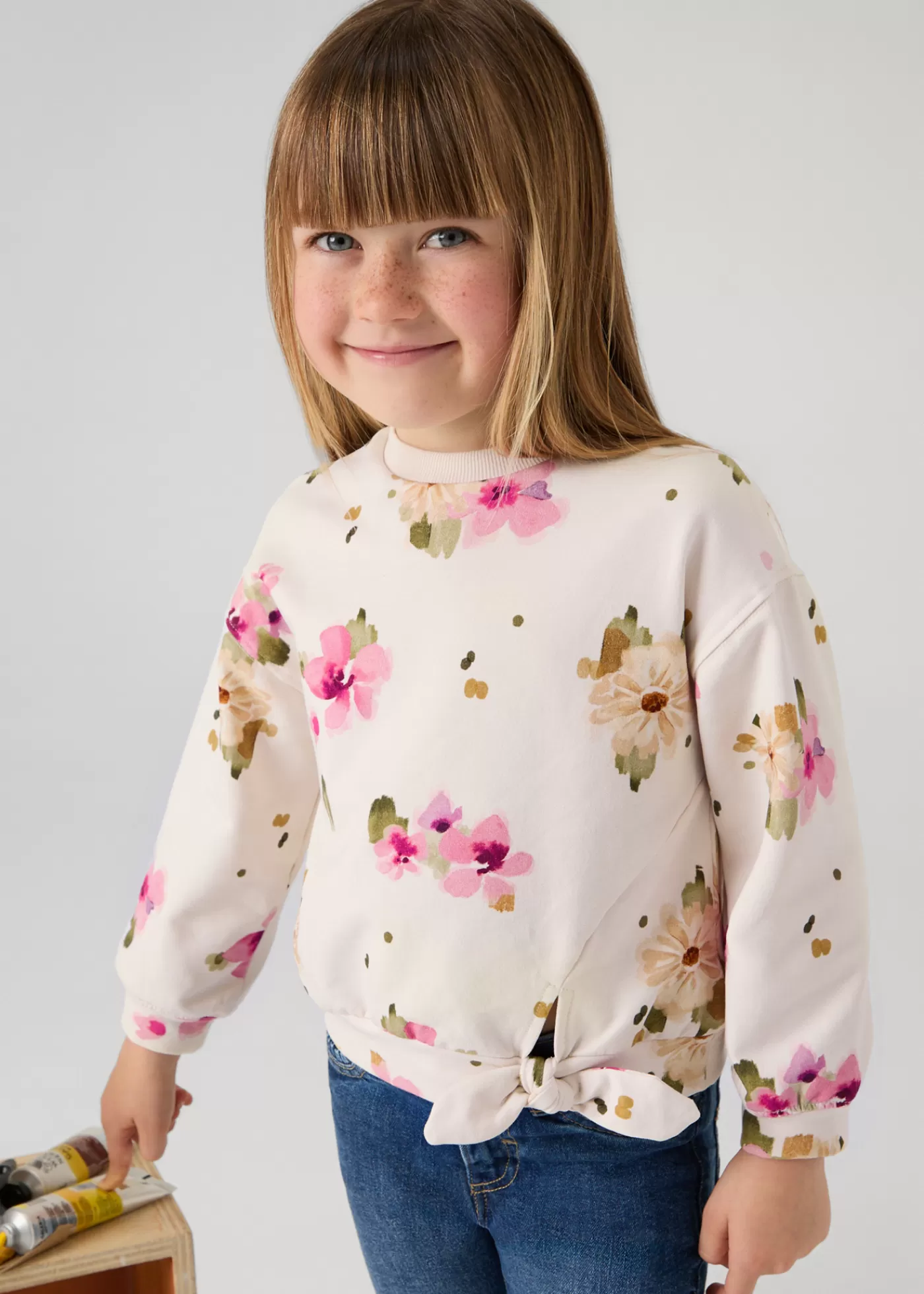 Mayoral Girl Floral Sweatshirt Chickpea Best Sale