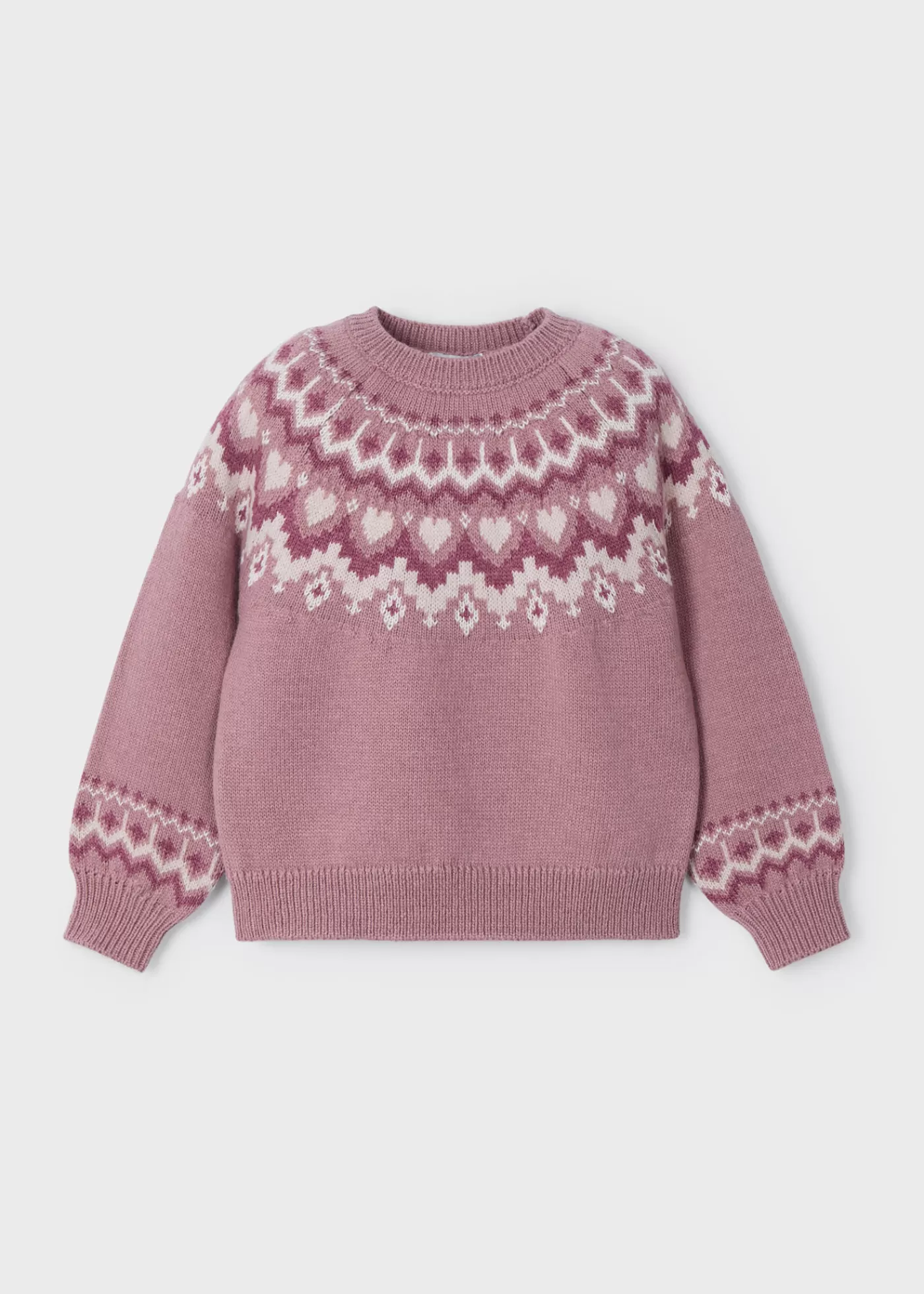 Mayoral Girl Jacquard Border Sweater Rosy Cheap