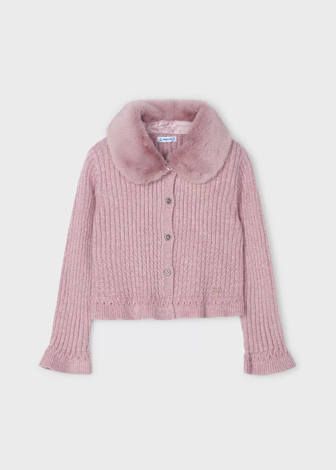 Mayoral Girl Knit Cardigan with Faux Fur Collar Rosy Store